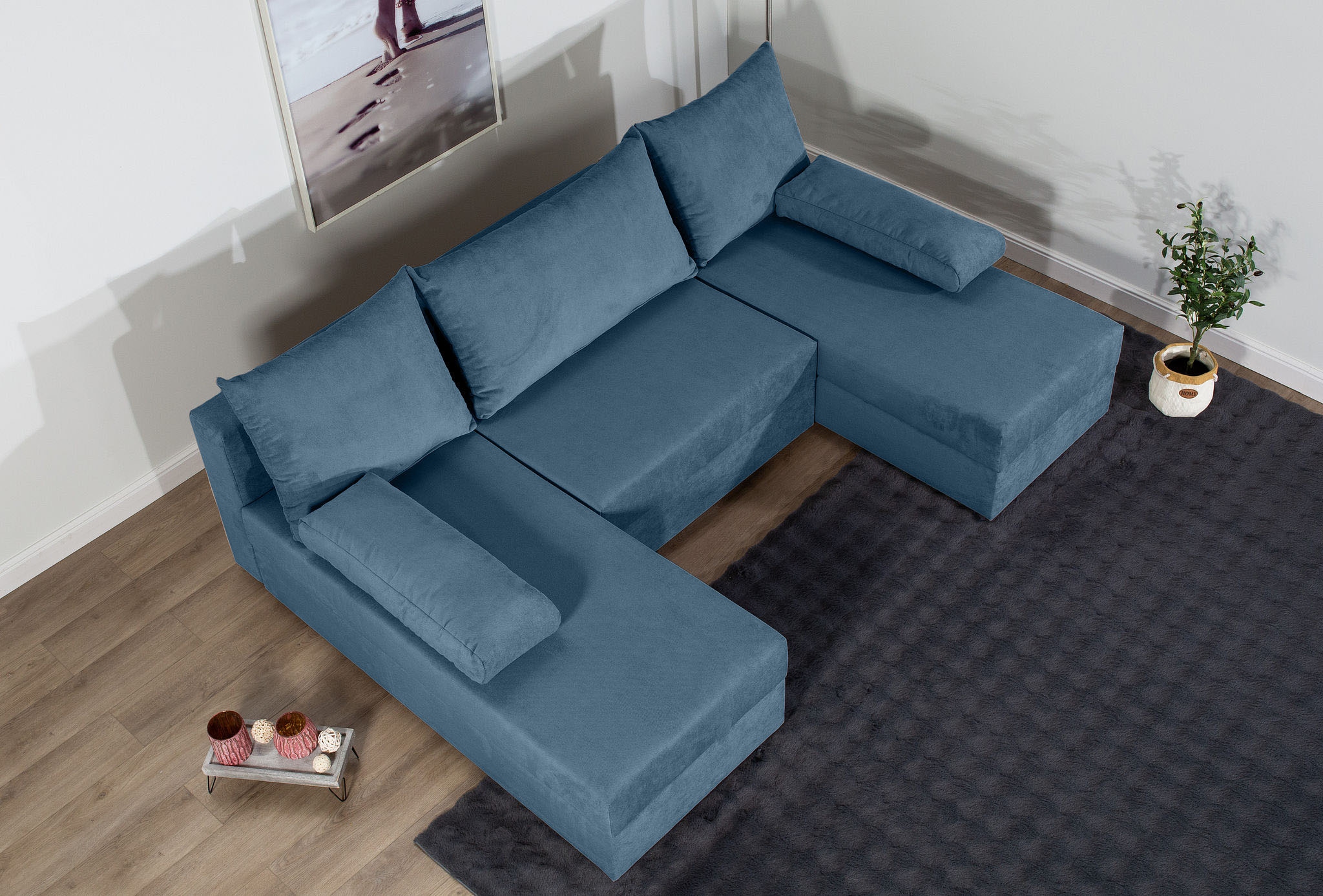 COLLECTION AB Wohnlandschaft »Pico U-Form«, Breite 220, ohne Armlehne mit Schlaffunktion, Bettkasten