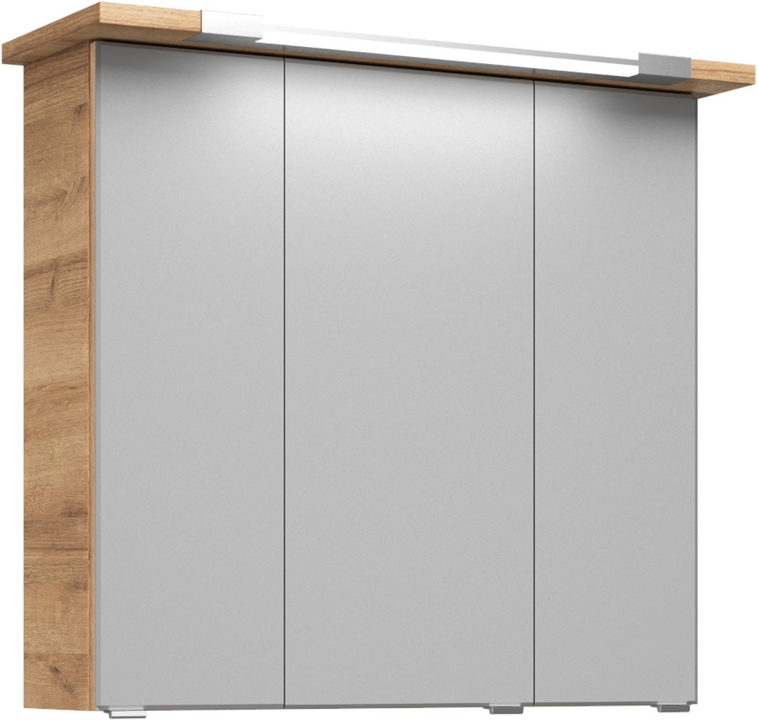 Saphir Badmöbel-Set »Trentino 2-teilig Glas-Waschtisch, Spiegelschrank mit LED-Profil« 3 Stk. tlg.