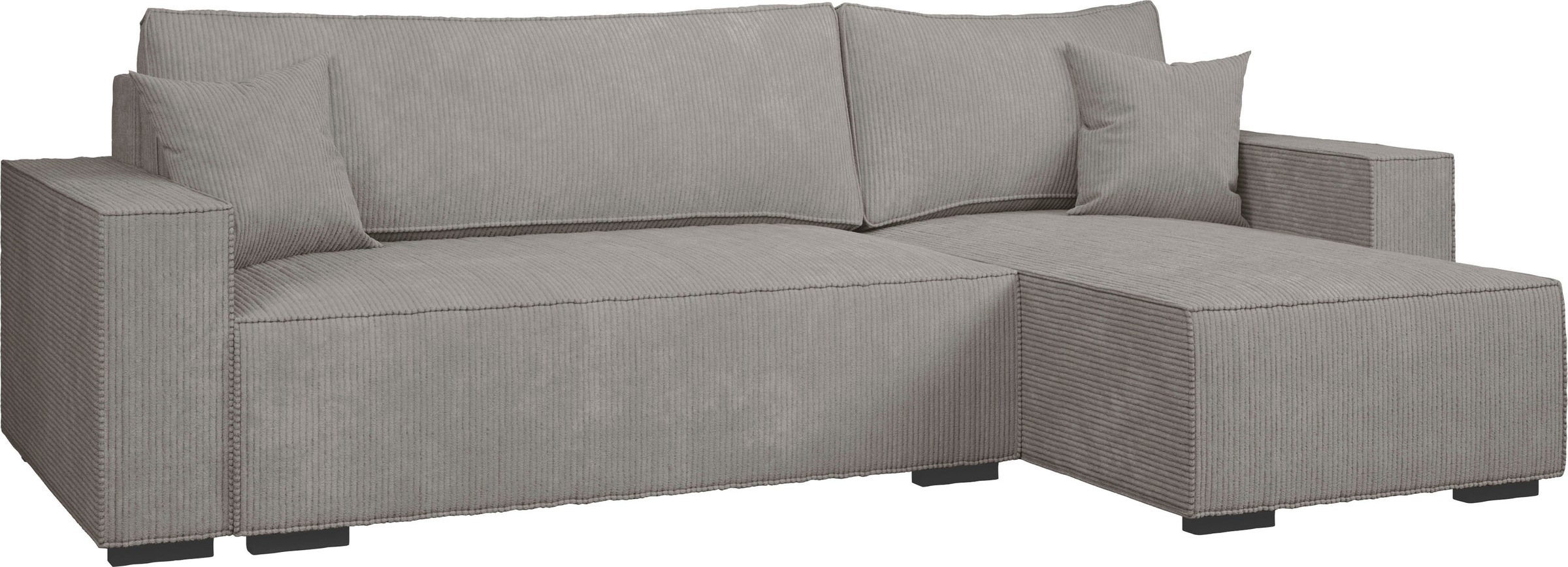 INOSIGN Ecksofa »Winton Cordsofa / Schlafsofa 253 cm«, Cord, Recamiere wechselbar, Schlaffunktion (130/208cm), Bettkasten