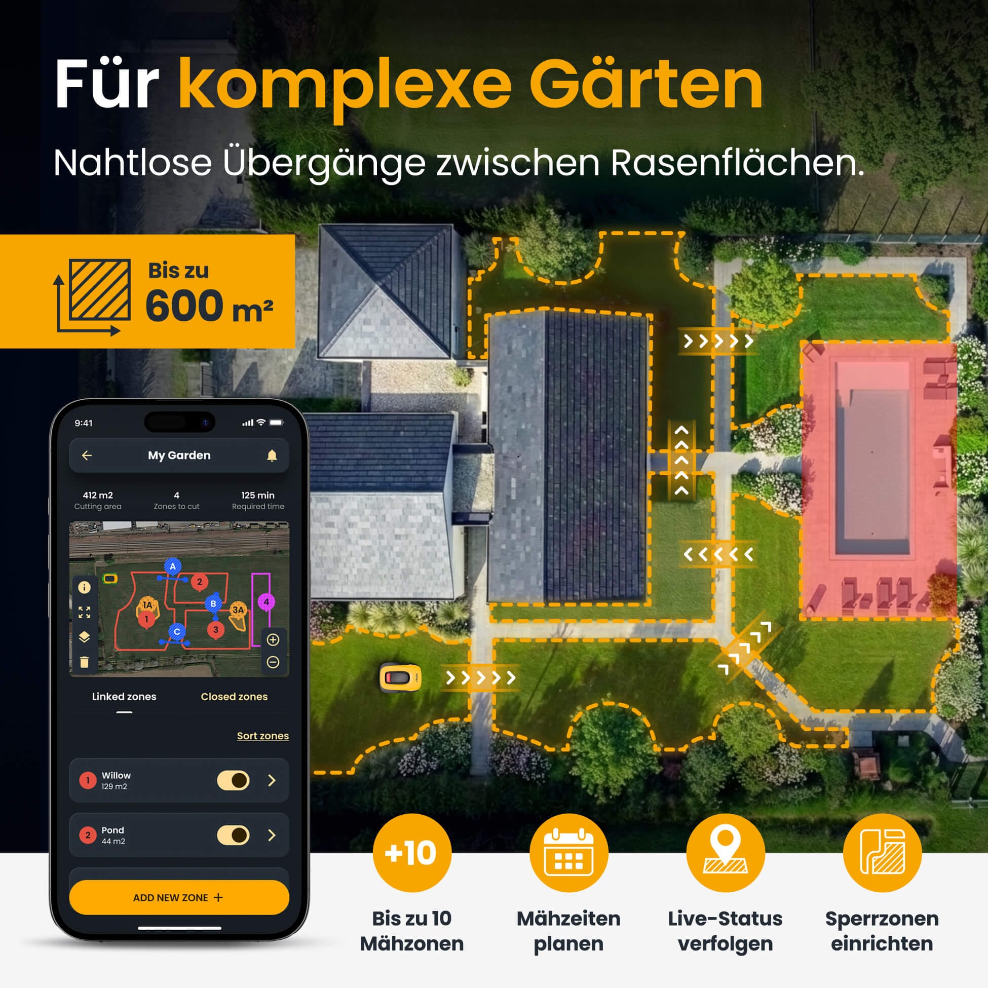 STIGA GARDEN Rasenmähroboter »A 6v« Set,   App-Steuerung, Mehrzonen-Management, RTK+KI-Kamera+VISTA-Technologie