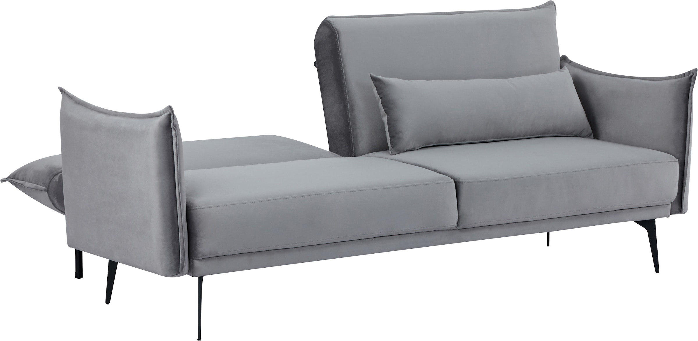 INOSIGN Schlafsofa »TULARE, 204 cm, klappbarer 3-Sitzer mit verstellbarer Rückenlehne,«, Schlaffunktion, Velvet-Samtvelours u. Webstoff