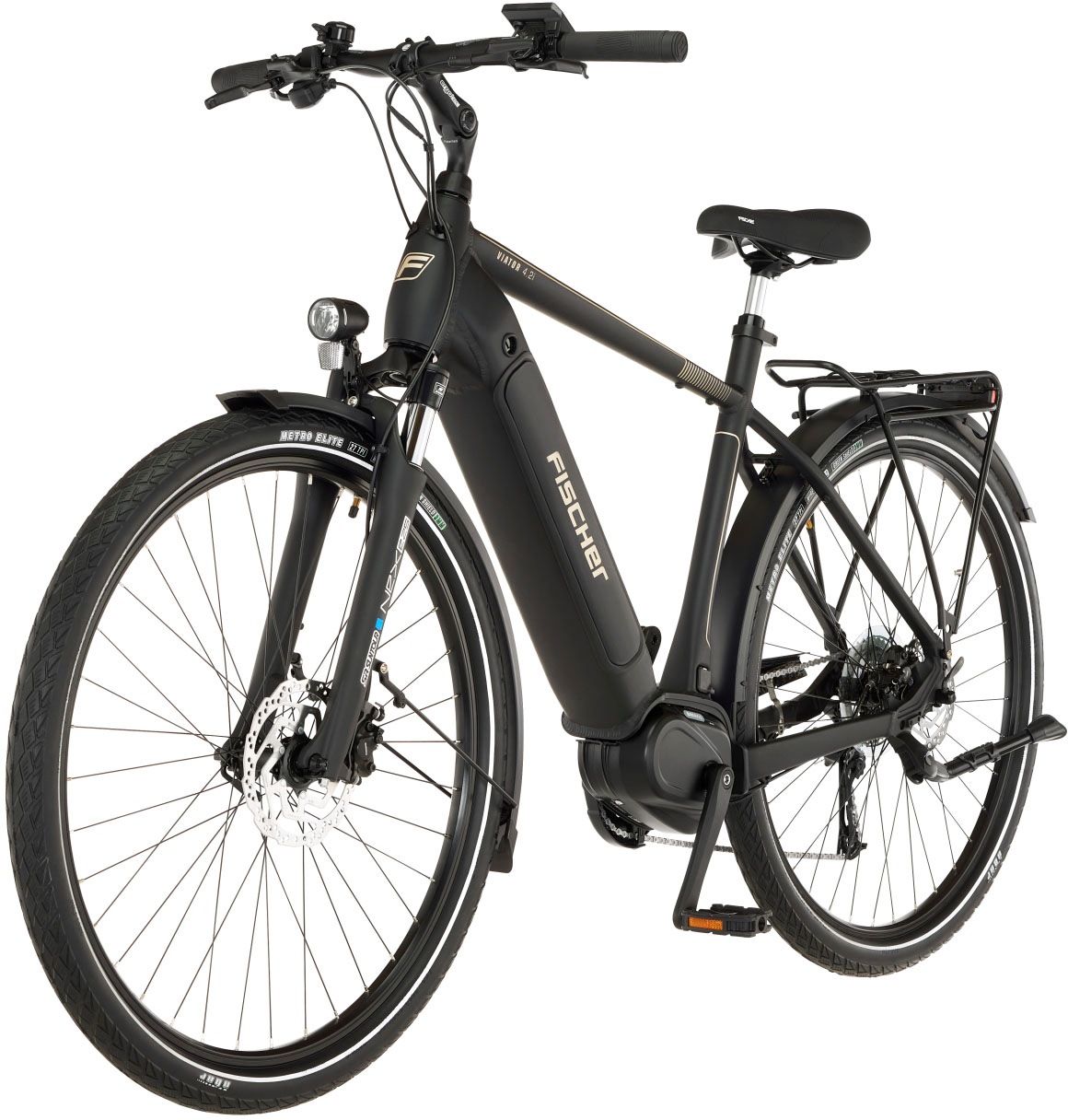 FISCHER Fahrrad E-Bike »VIATOR 4.2i 711 55«, 9 Gang, Shimano, Acera, Mittelmotor 250 W, (mit Faltschloss), Pedelec, Elektrofahrrad für Damen u. Herren