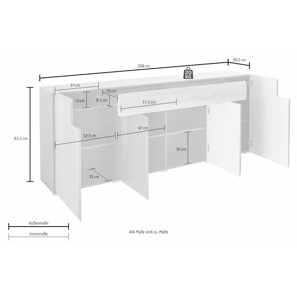 Helvetia Sideboard »Toledo«, Breite 208 cm