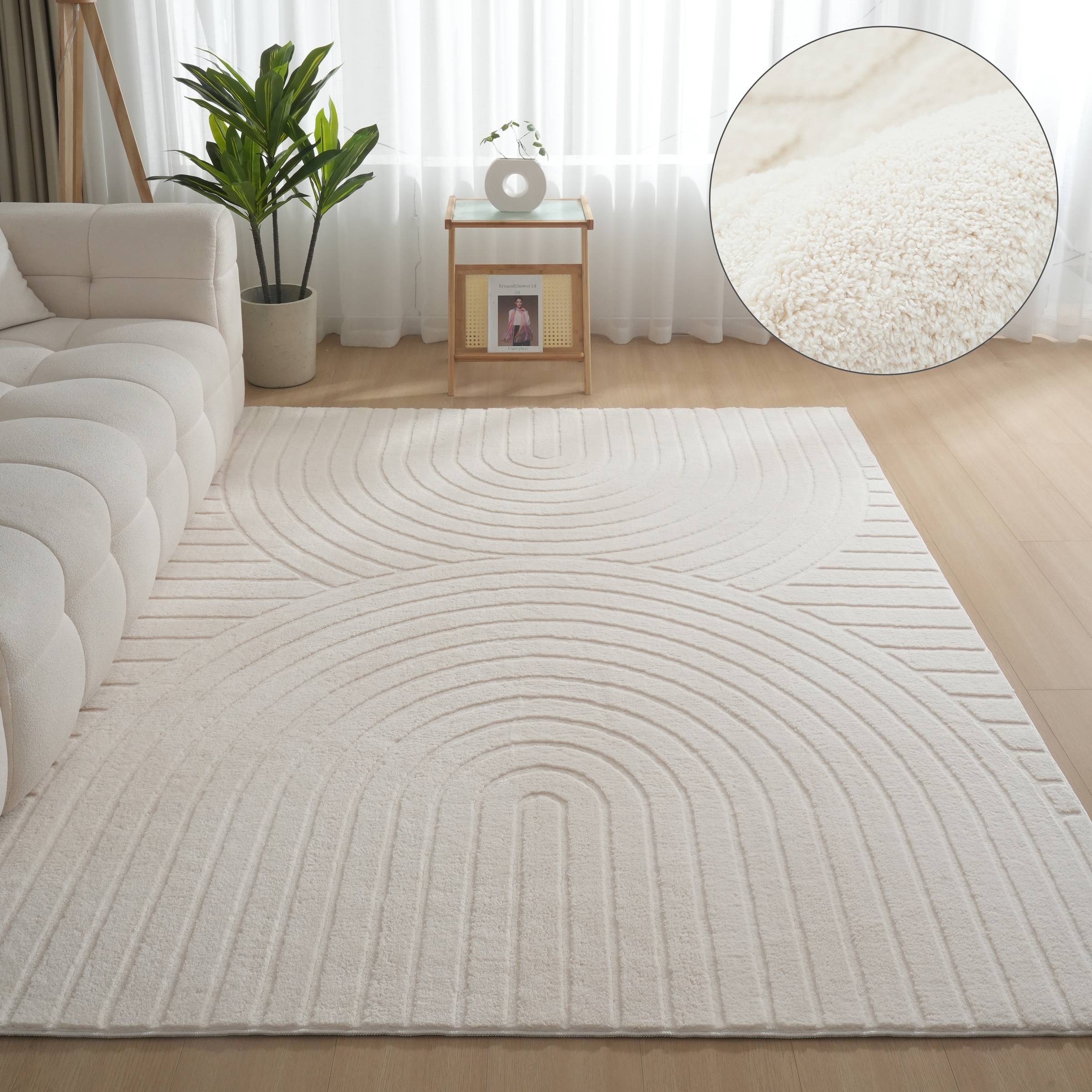 Teppich OTTO HOME "Cali Regenbogen, Hoch-Tief-Effekt" Gr. 1, beige (natur), B:60cm H:15mm L:90cm