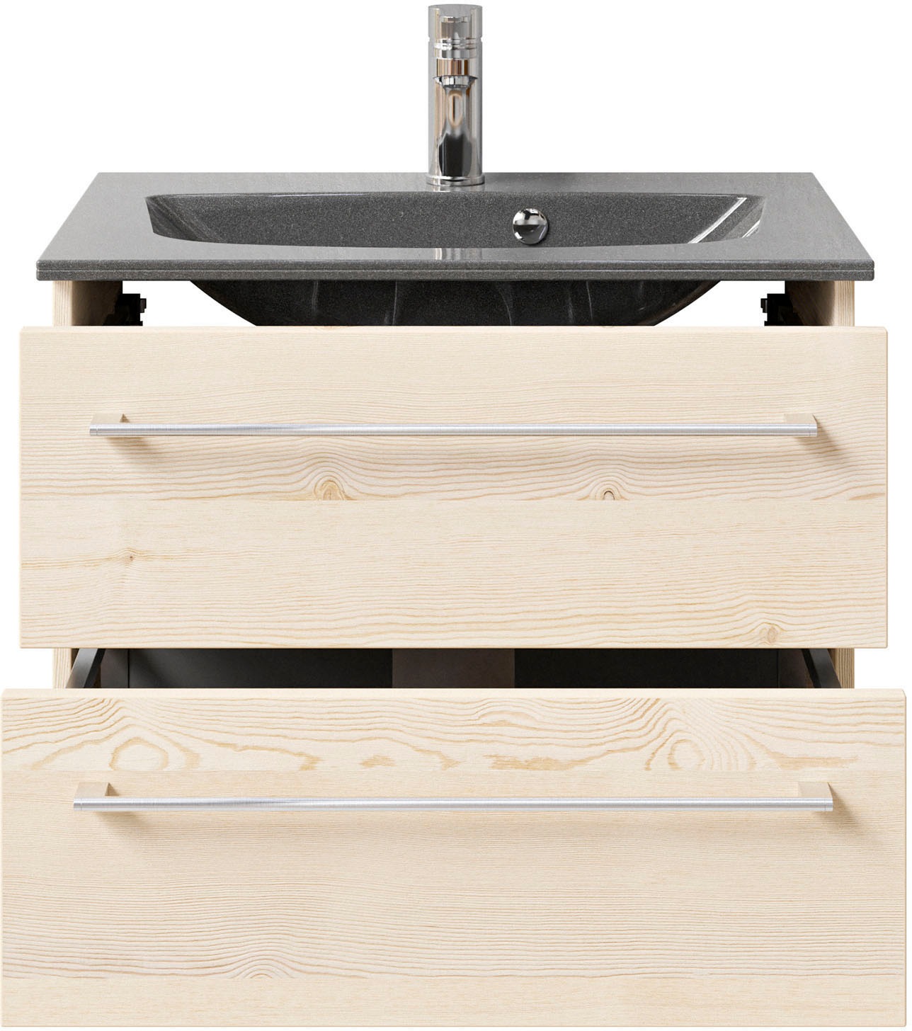 Saphir Waschtisch »Serie 6025 Mineralmarmor-Waschtisch mit Unterschrank, 67 cm breit«, Waschplatz mit 2 Schubladen, hängend, verschiedene Ausführungen