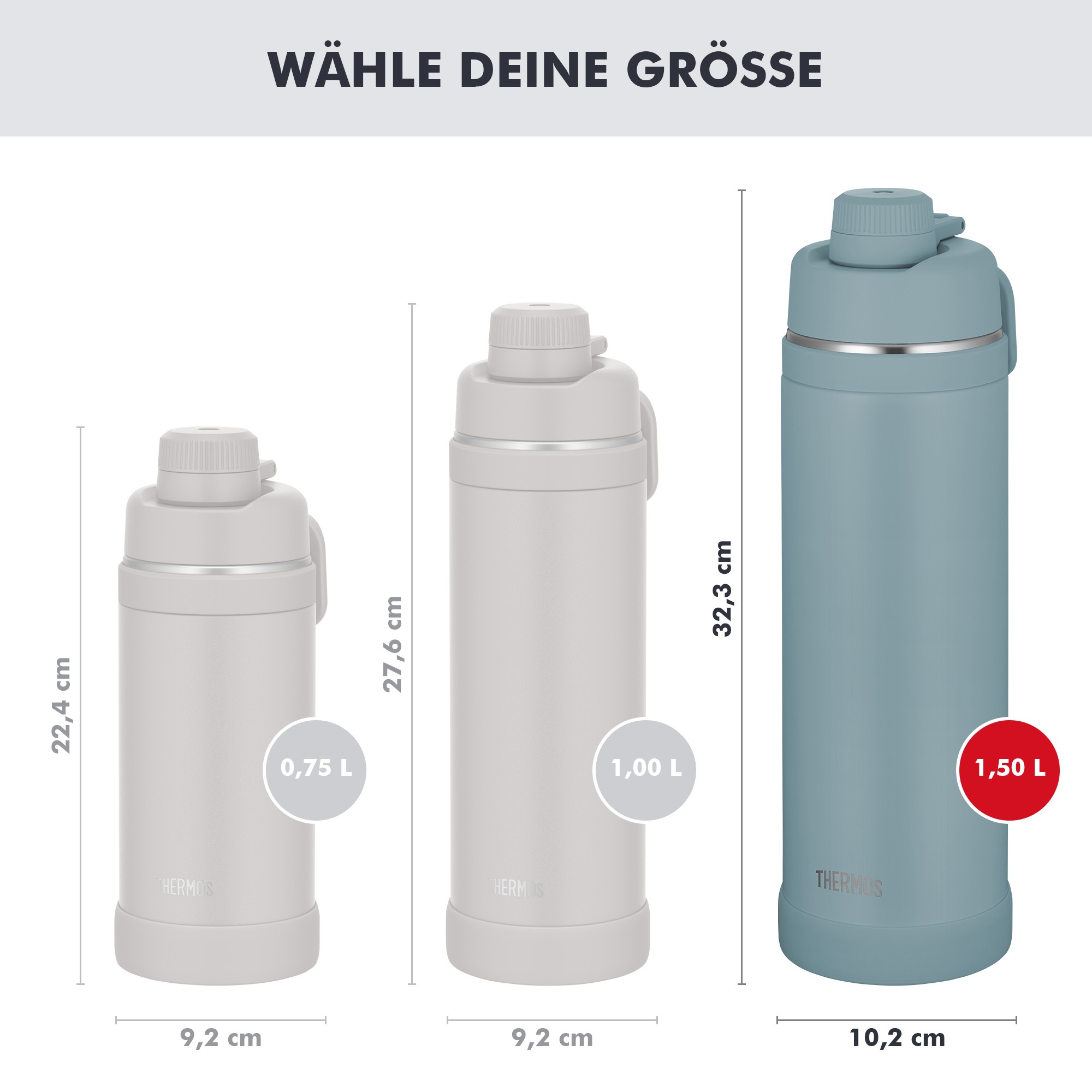 THERMOS Isolierflasche »ULTRALIGHT MAX BOTTLE, doppelwandiger Edelstahl, spülmaschinenfest« 1,50 l, 24h kalt & 12h heiß, mit Tragegriff und Trinköffnung