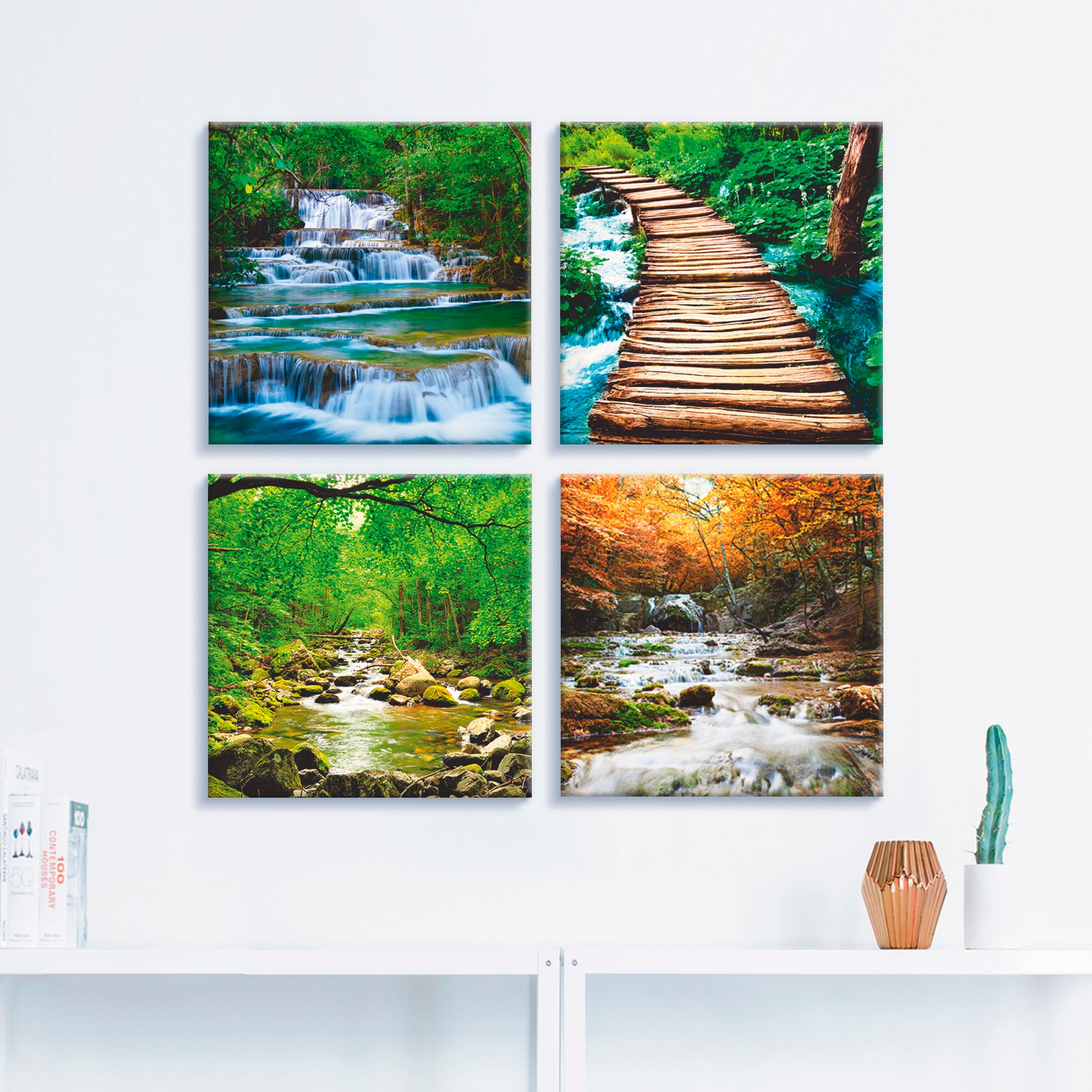 Artland Leinwandbild »Wasserfall Herbstwald Fluß Smolny« Gewässer 4 Stk. tl günstig online kaufen