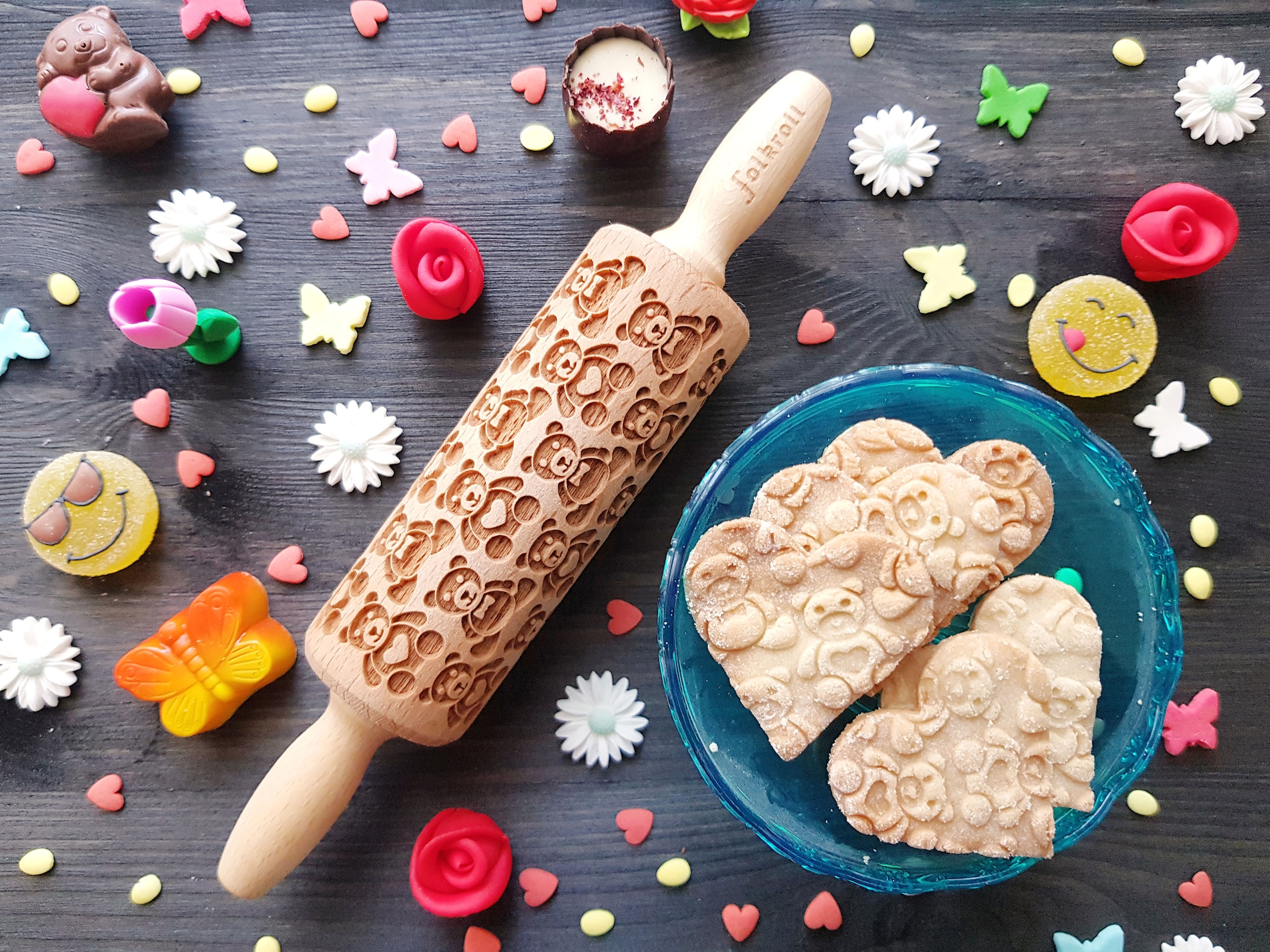 folkroll Teigroller »3D-Motiv-Teigrolle« Teddybären