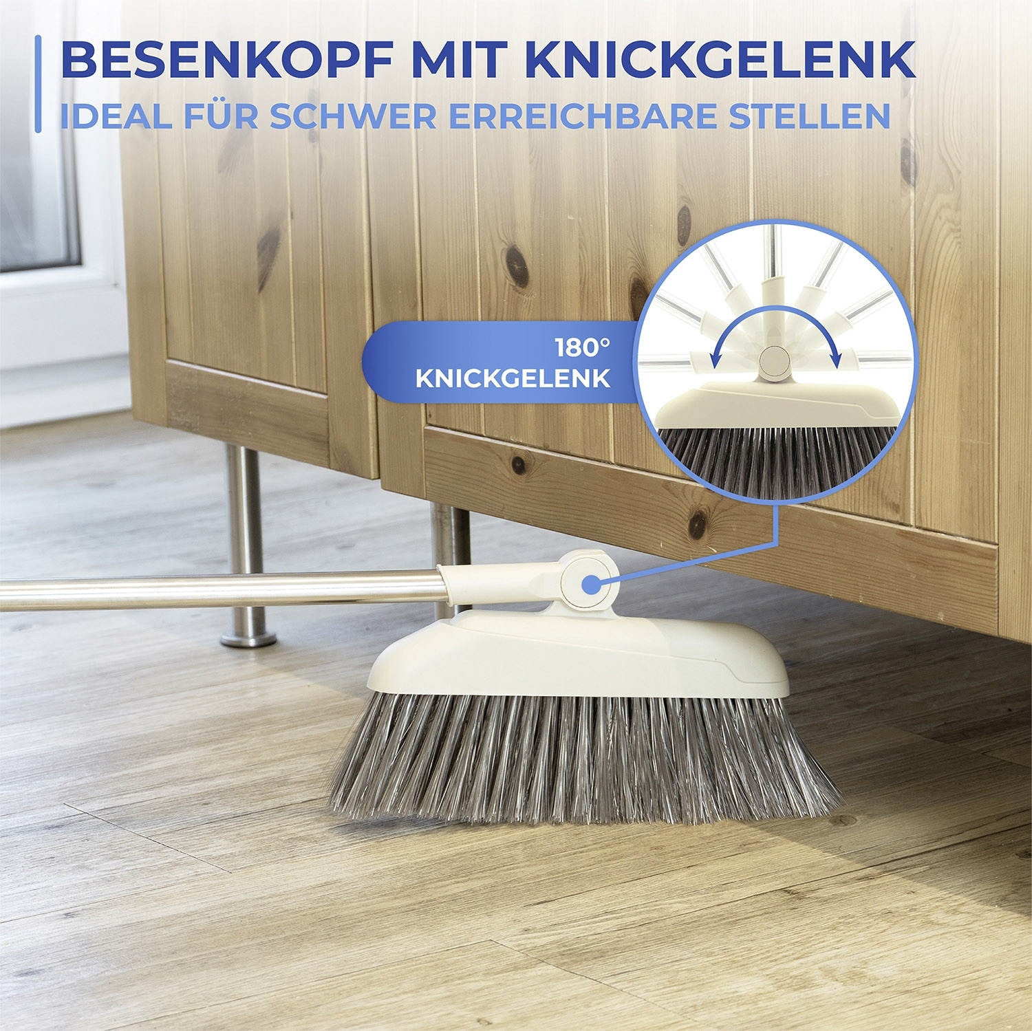 Maximex Kehrgarnitur »Modell Flexi«, Komplett-Set, 2 St., aus Edelstahl, 180° drehbare Eck-Kehrgarnitur mit Teleskop-Stiel, rückenschonend