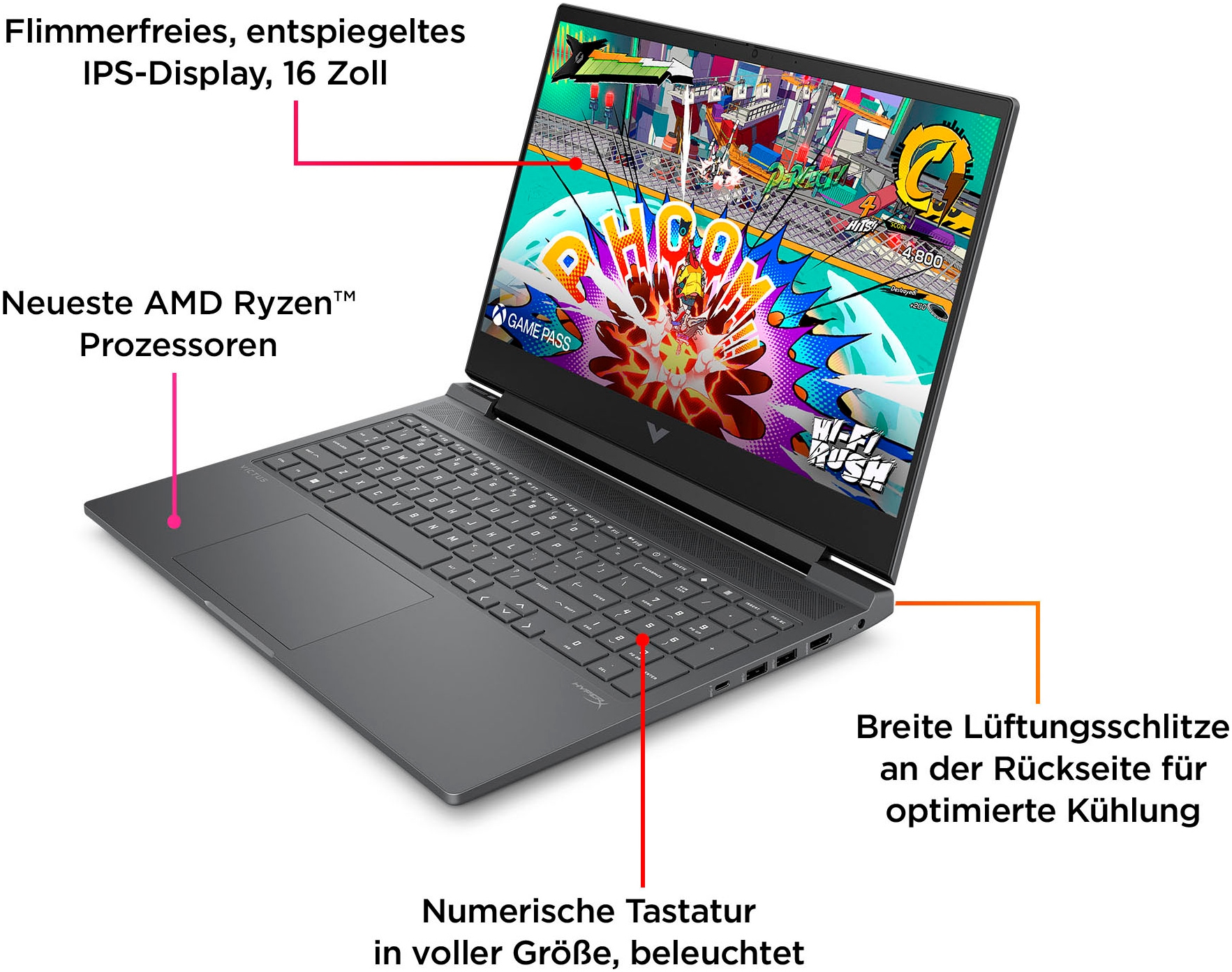 HP Gaming-Notebook »VICTUS 16-s0278ng«, 40,89 cm, / 16,1 Zoll, AMD, Ryzen 7, GeForce RTX 4070, 1000 GB SSD