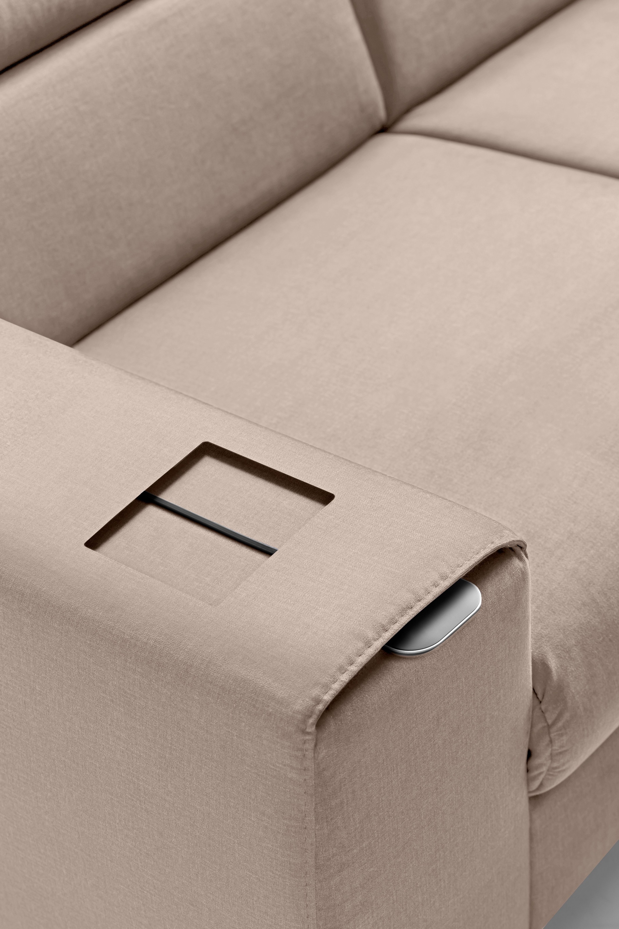 COTTA Polstergarnitur »Morven L-Form«, (Set), Set bestehend aus: Ecksofa mit Kopfteilverstellung & Hocker