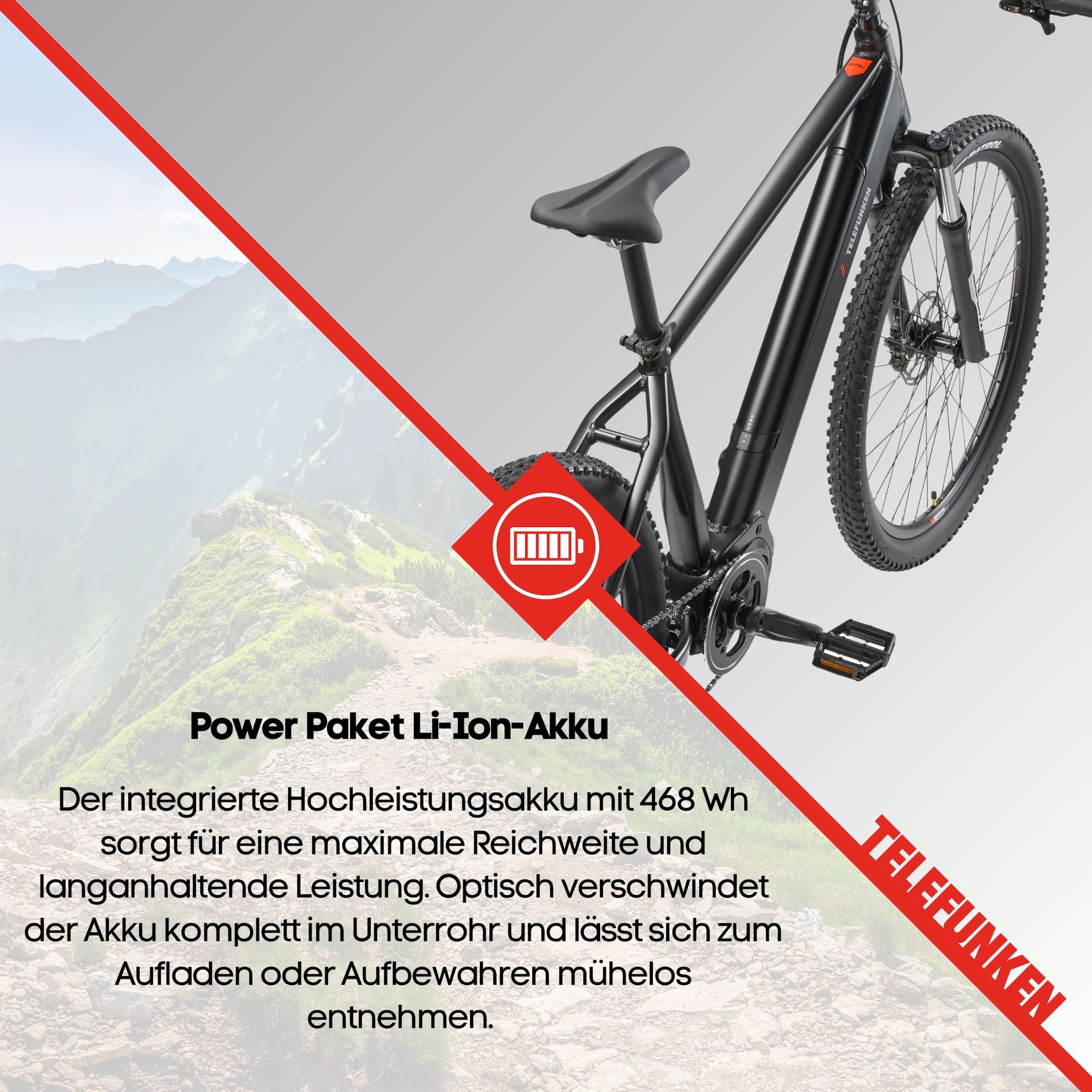 Telefunken »Aufsteiger MT925« 9 Gang Shimano Cues Schaltwerk Kettenschaltung Mittelmotor 250 W Pedelec, Elektrofahrrad, Damen u. Herren, E-MTB, Mountainbike, 29 Zoll