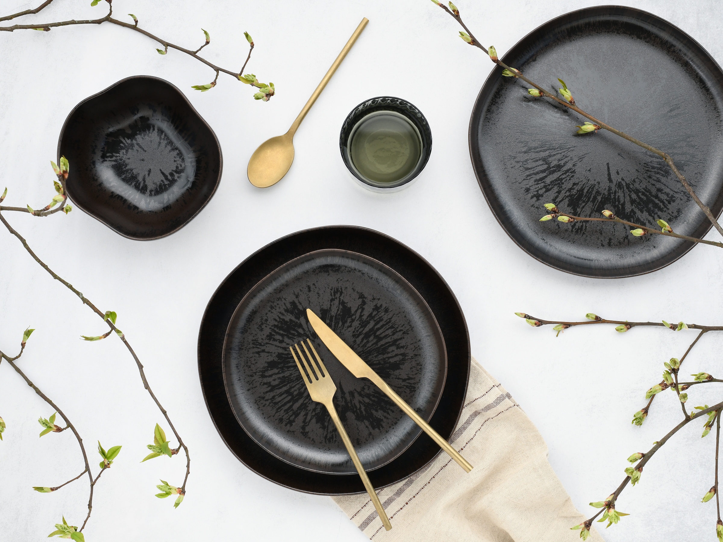 CreaTable Teller-Set »Natura Organic Rusty, Tellerset 12-tlg«, (Set, 12 tlg.), Seidenmatte Effektglasur
