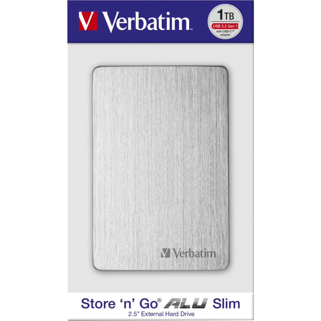 Verbatim externe HDD-Festplatte »Store 'n' Go ALU Slim«, 2,5 Zoll, Anschluss USB 3.2 Gen-1