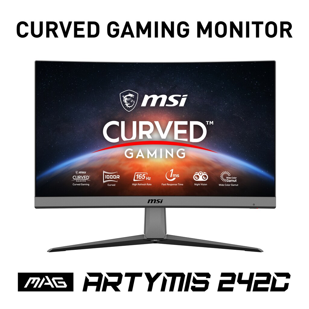MSI Curved-Gaming-LED-Monitor »MAG ARTYMIS 242C«, 60 cm/23,6 Zoll, 1920 x 1080 px, Retina, 1 ms Reaktionszeit, 165 Hz