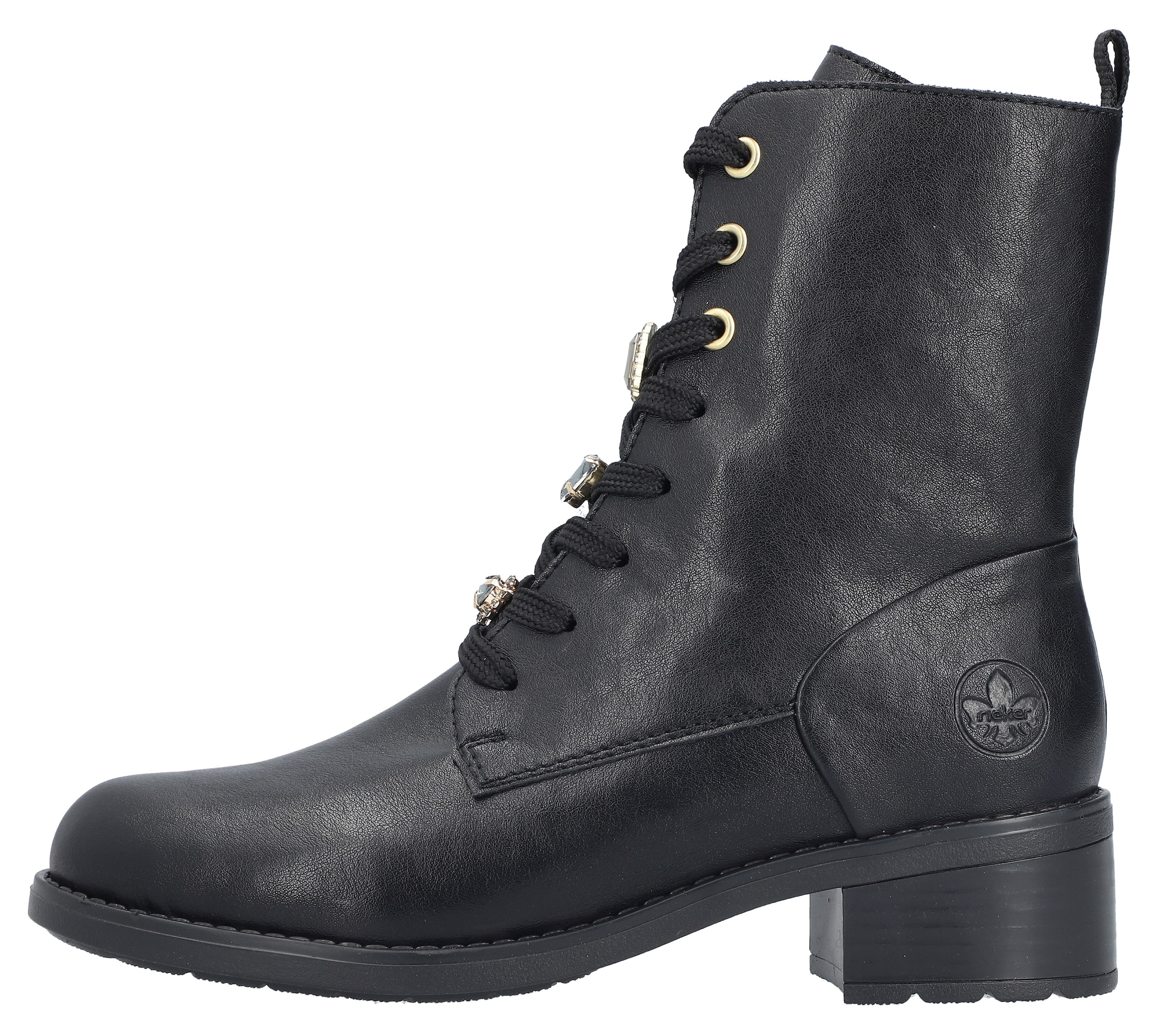 Rieker Winterstiefelette, Schnürstiefelette, Boots, Blockabsatz, mit Schmuckelementen