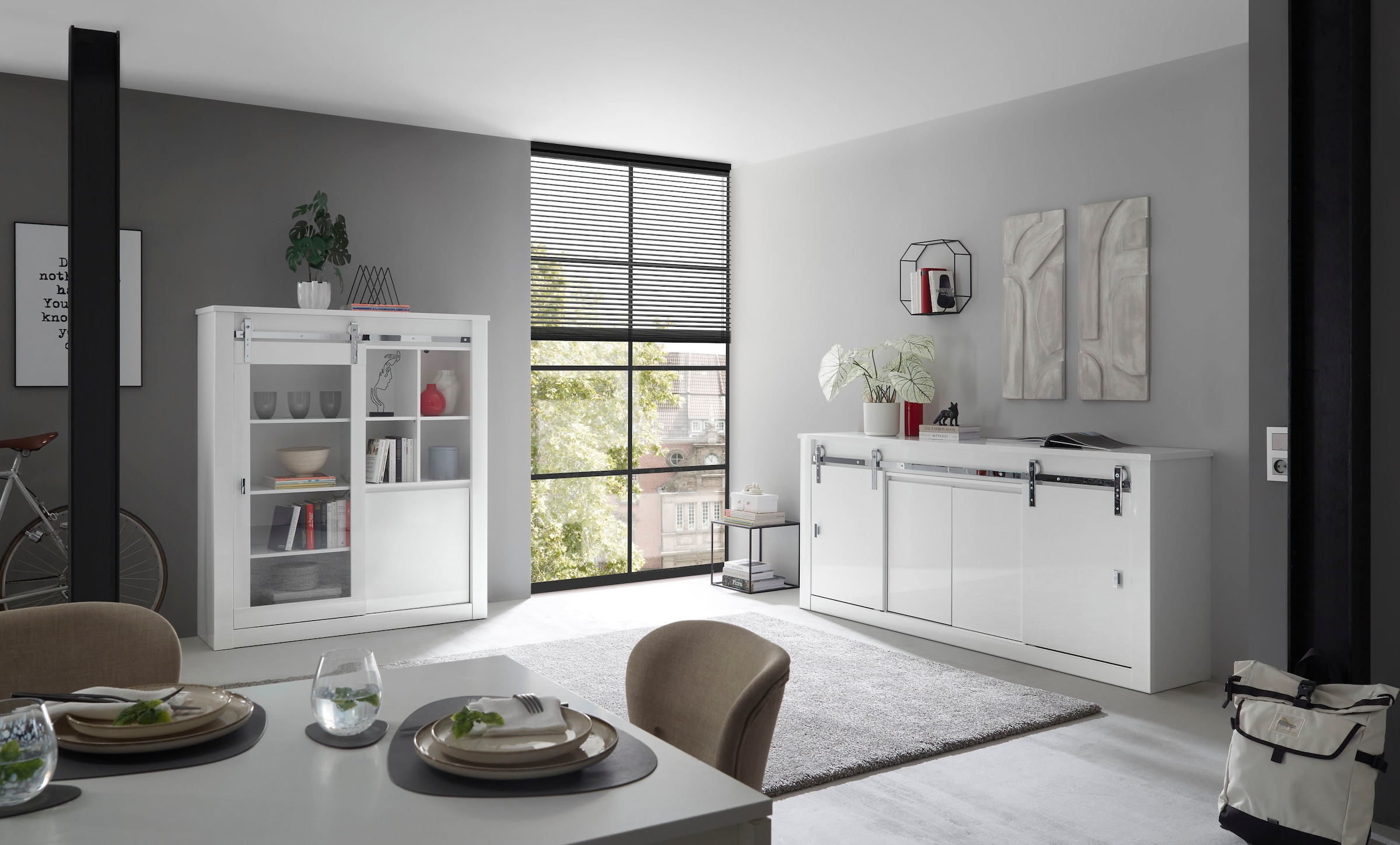 Home affaire Vitrine »Daytona, moderner Hochschrank, Glasvitrine in Weiß Hochglanz«