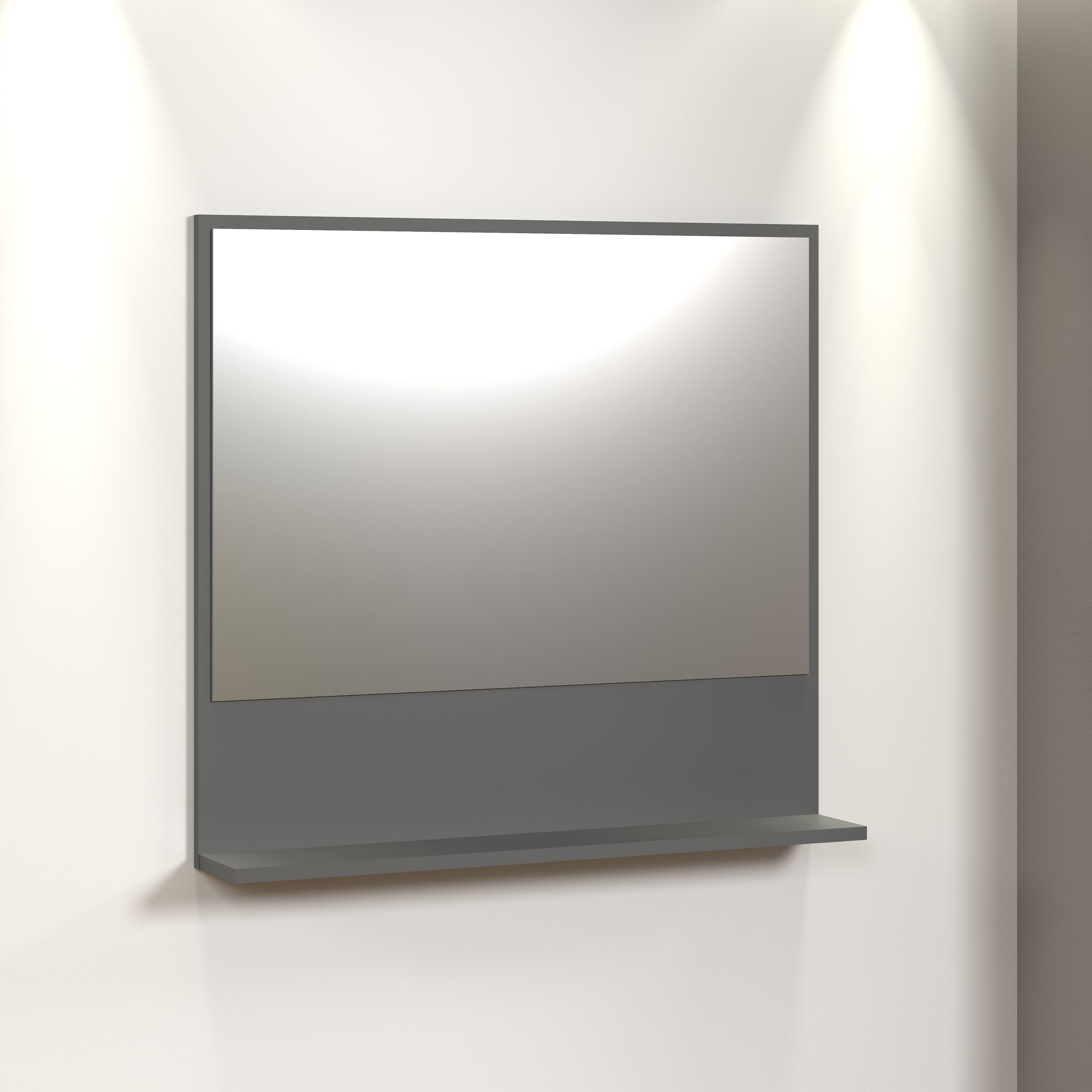 welltime Badspiegel »Amrum«, (1 St.), Eleganter Badezimmerspiegel mit Ablage - Maße (B/T/H) 60-80/14/74 cm