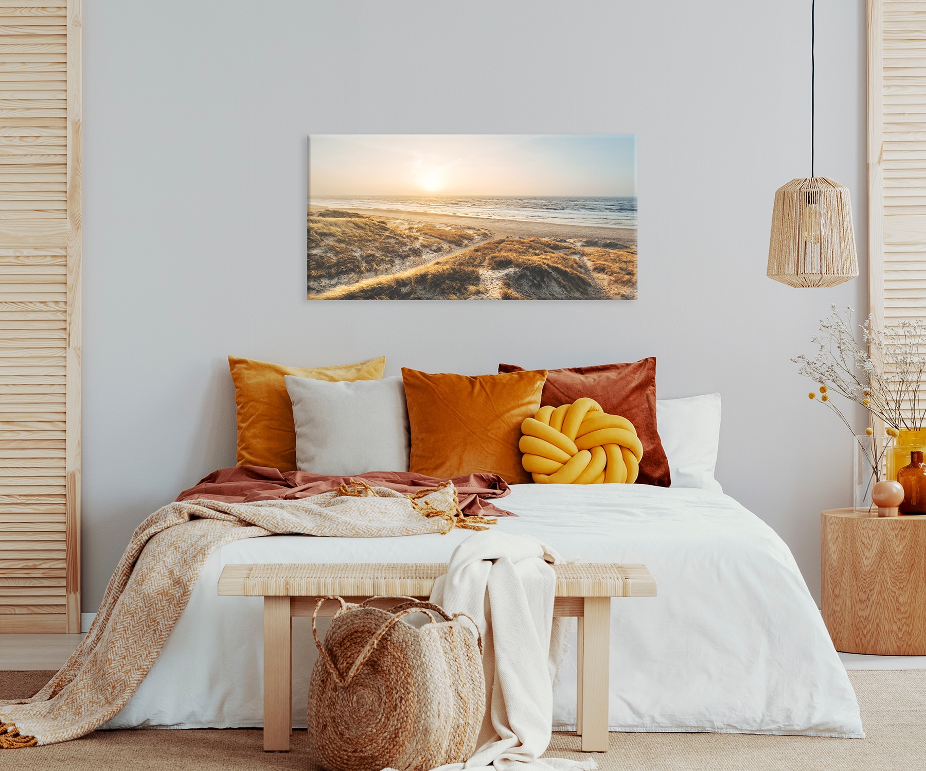 Bönninghoff Leinwandbild »Wandbild STRAND SONNENUNTERGANG 50x100 cm – Leinwandbild Keilrahmen« Küste | Meer | Natur | Sonnenuntergang | Strand 1 Stk. tlg. auf Keilrahmen gespannt