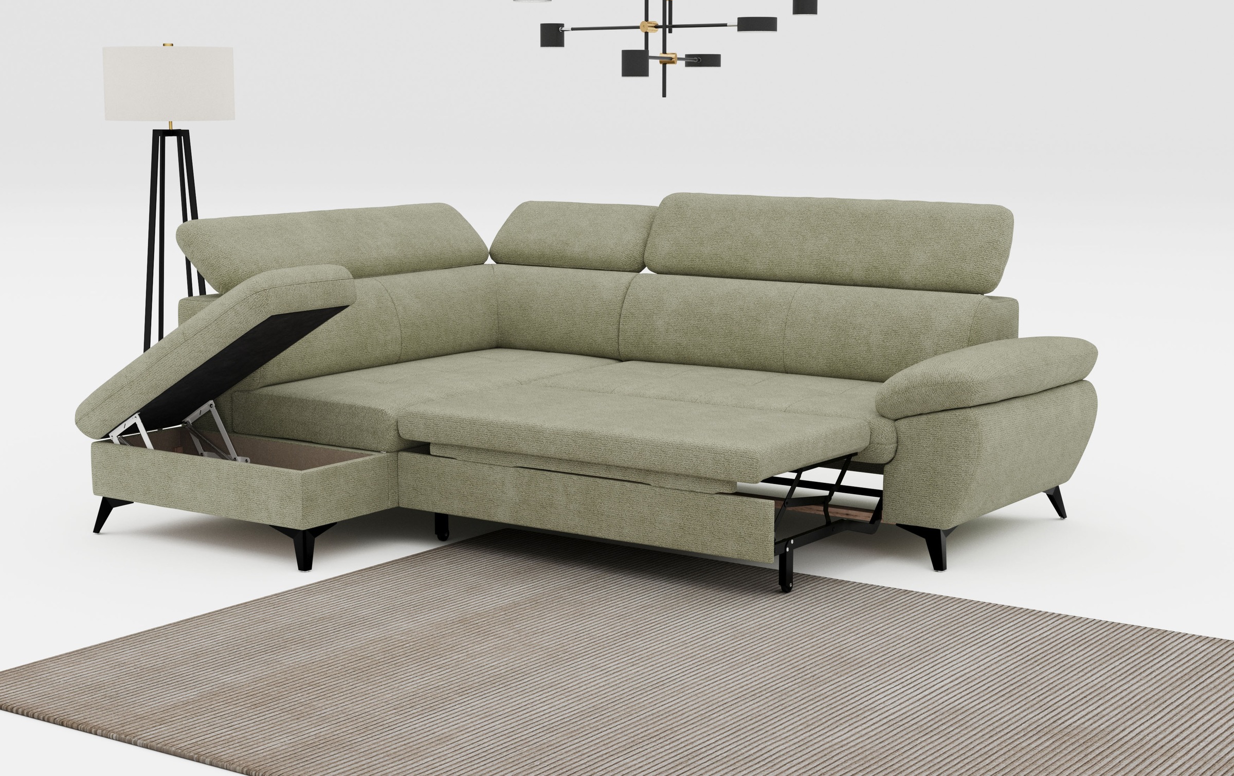 COTTA Ecksofa »Hudson L-Form«, mit Kopfteilverstellung, wahlweise mit Bettfunktion & Bettkasten