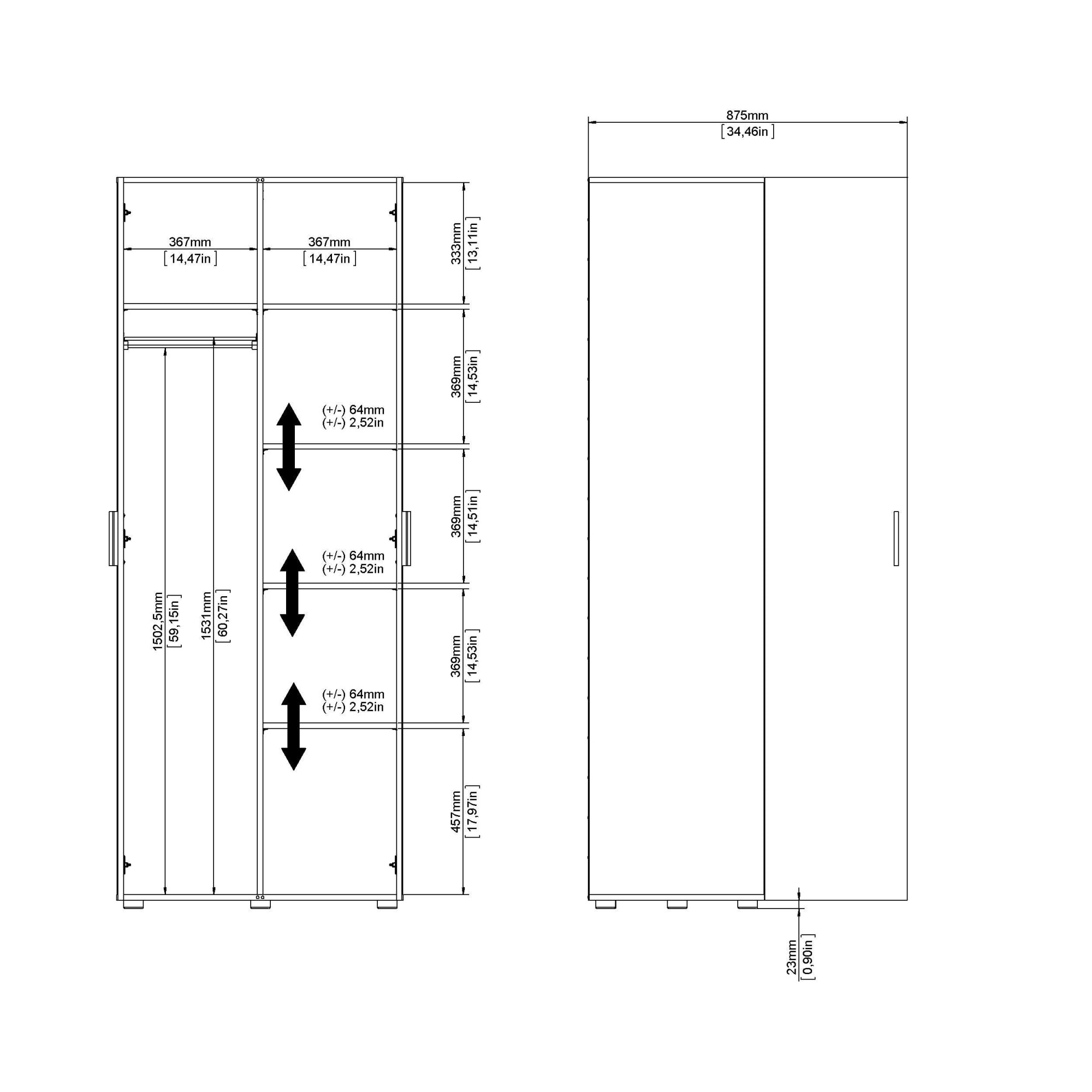 INOSIGN Kleiderschrank »Pepe Drehtürenschrank, Stauraum«, Breite 79 oder 118 cn, Höhe 200,9 cm