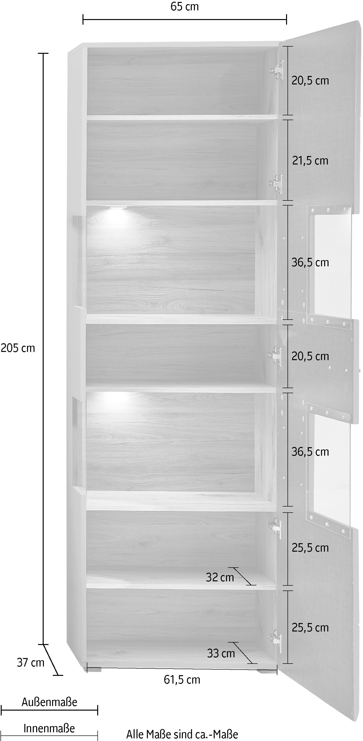 Innostyle Vitrine »FUN PLUS II«, (2 St.), Glastür, 7 Fächer, Softclose, ABS Kantenschutz