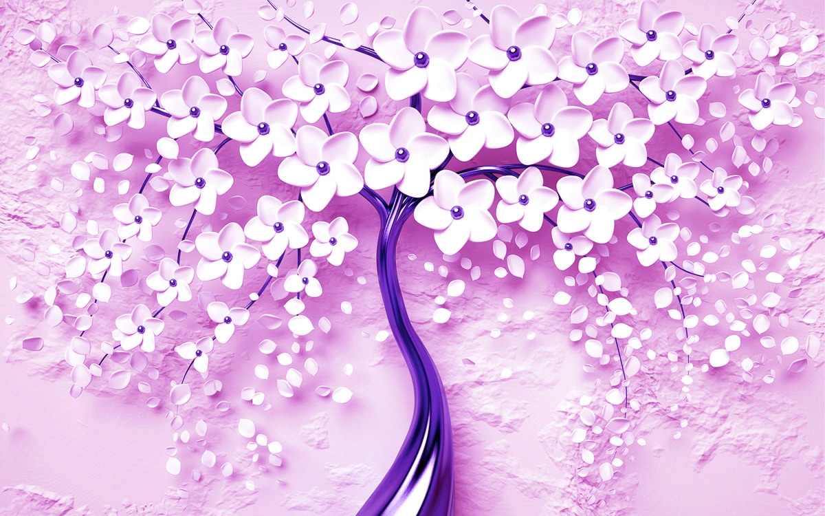 Papermoon Fototapete »Blumen Baum lila«