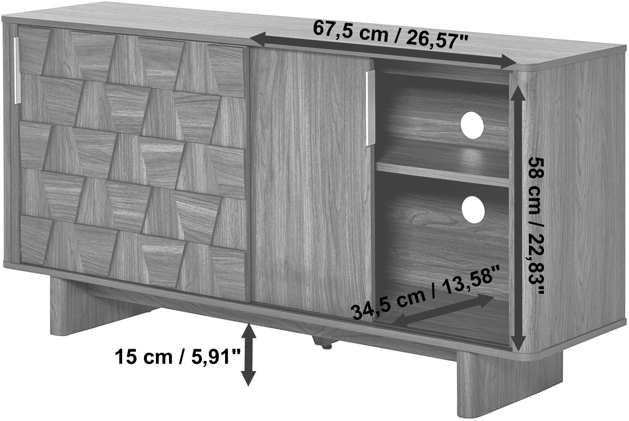 Jahnke Sideboard »CHESS SB 150«, (1 St.), Sideboard, 2 Schiebetüren, Breite ca. 150 cm