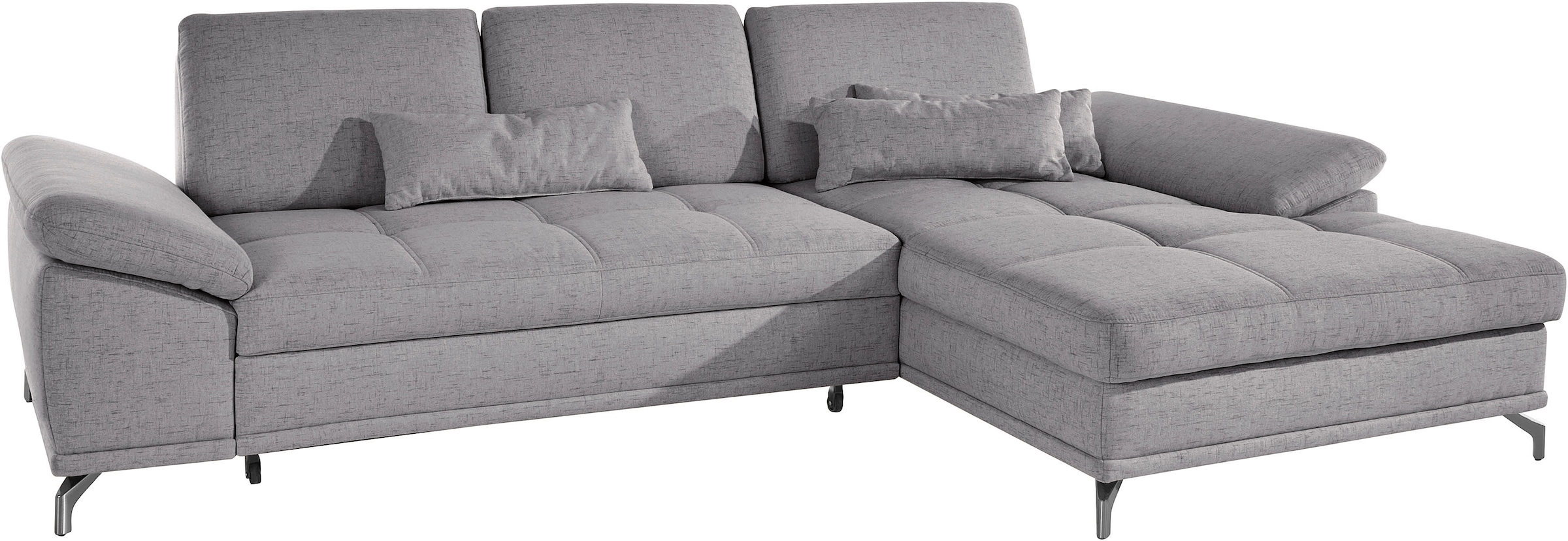 Places of Style Ecksofa Costello, mit Sitztiefenverstellung und Armlehnfunktion, incl. 3 Nierenkissen