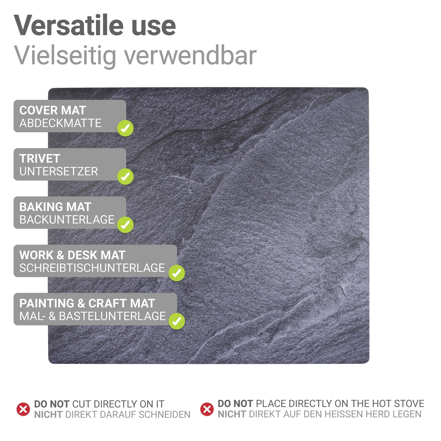 WENKO Herd-Abdeckplatte »Modell Schiefer« Schutzmatte, Abdeckmatte für Kochfelder, Induktionsschutzmatte