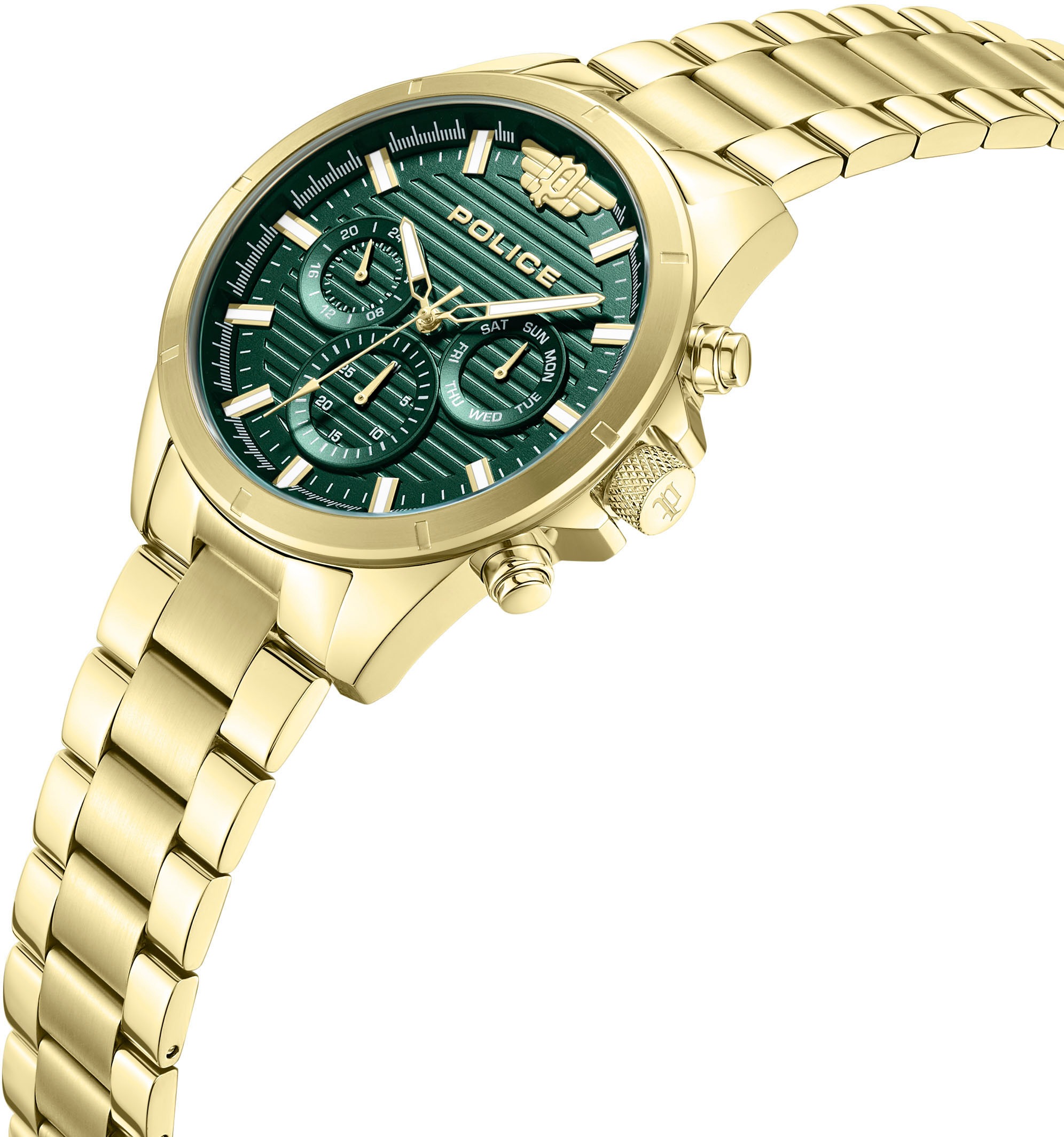 Police Multifunktionsuhr »MALAWI«, Quarzuhr, Armbanduhr, Herrenuhr, Edelstahlarmband, analog, Wochentag