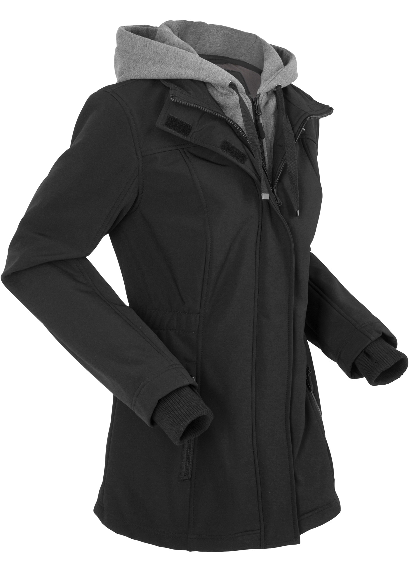 bonprix Softshelljacke mit Kapuze Langjacke mit herausnehmbarem Sweat-Einsatz