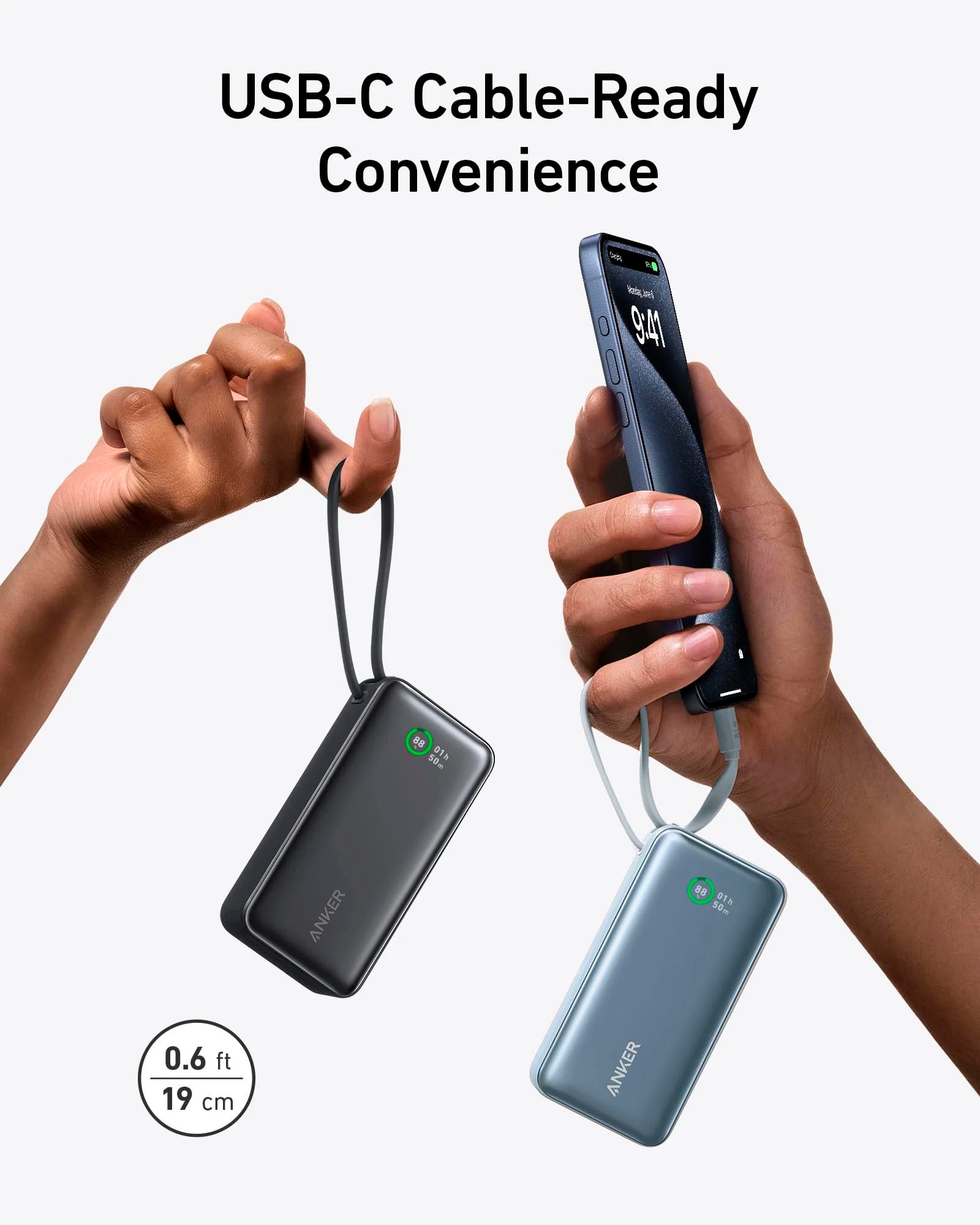 Anker Powerbank »Nano 10.000mAh 30W Integriertes USB-C Kabel«, 10000 mAh