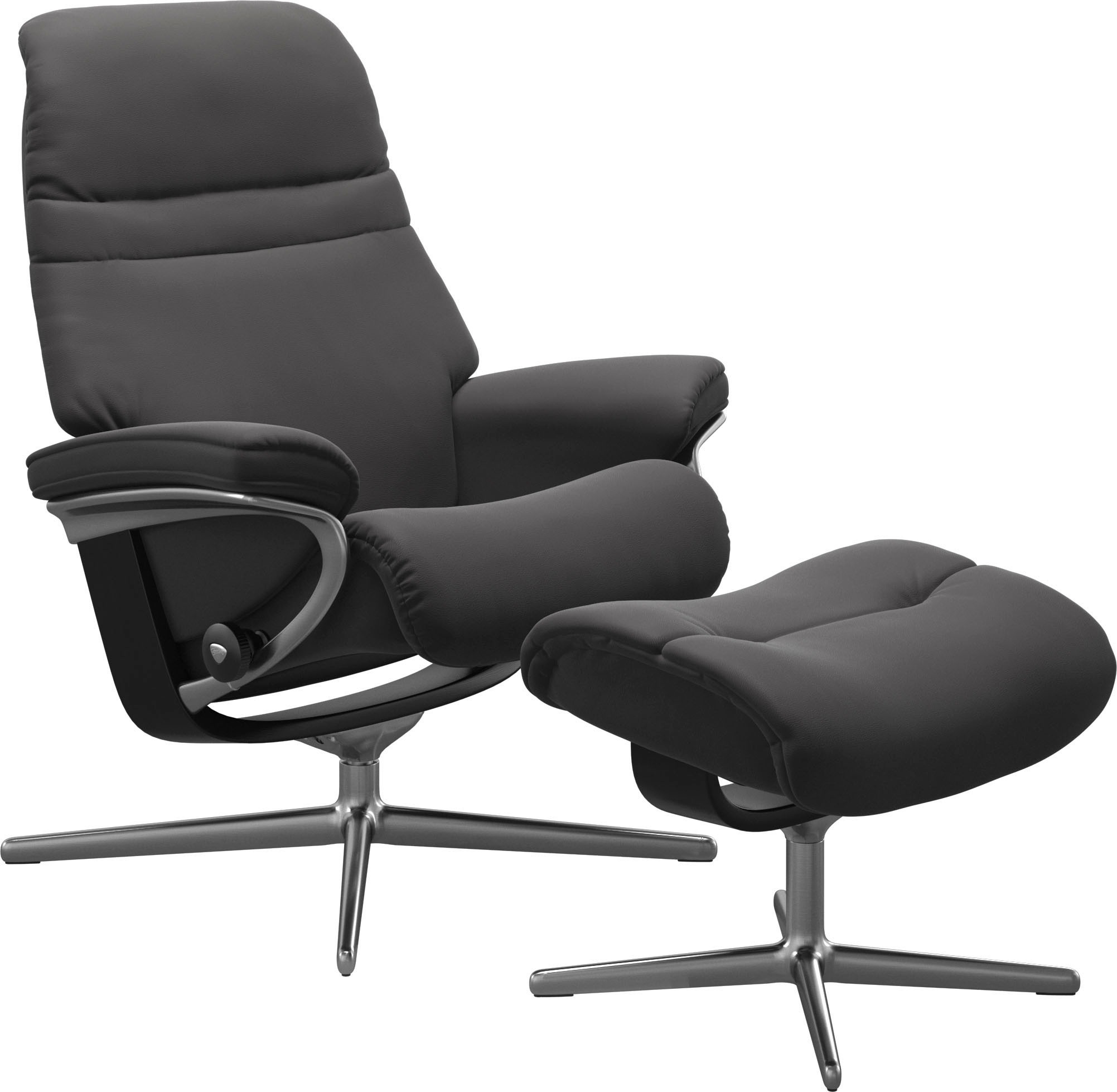 Stressless® Relaxsessel »Sunrise«, (Set, Relaxsessel mit Hocker), mit Hocker, mit Cross Base, Größe S, M & L, Holzakzent Schwarz