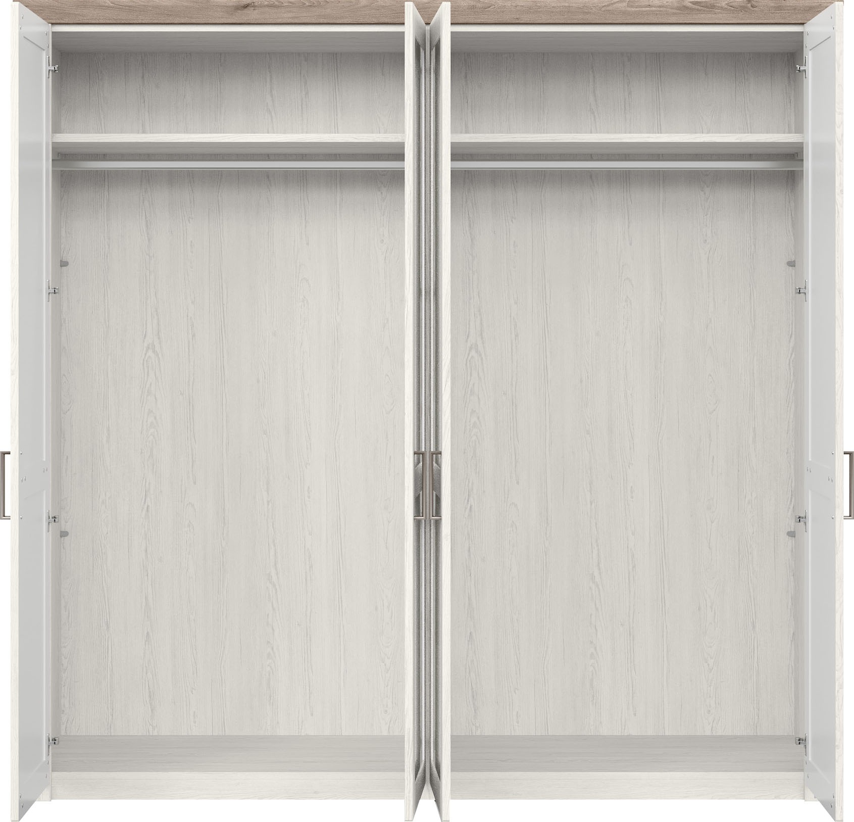 set one by Musterring Kleiderschrank »York Schlafen«, (2 St.), mit Holz- und Spiegeltüren, inkl. Kranz in Eiche, Höhe 207 x T60 cm