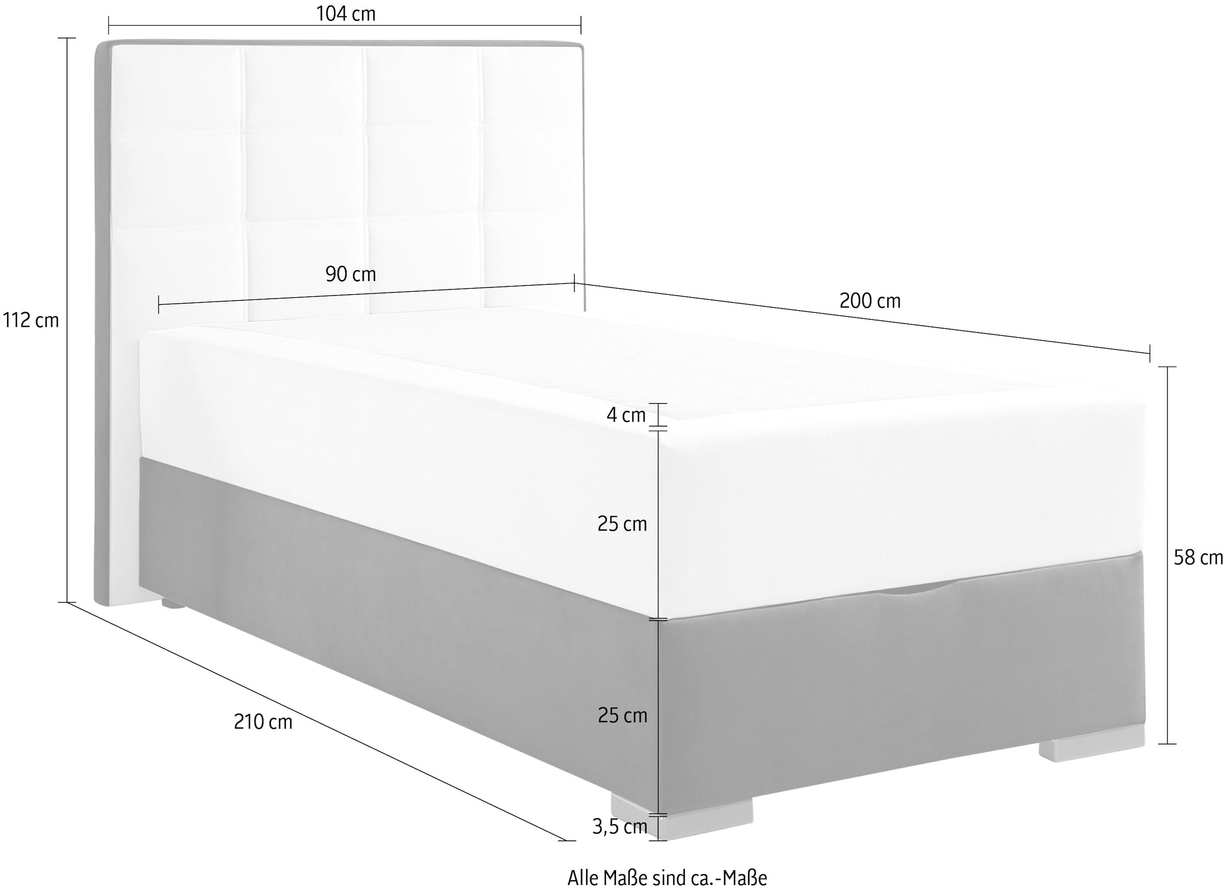 Maintal Boxspringbett mit Bettkasten und Topper
