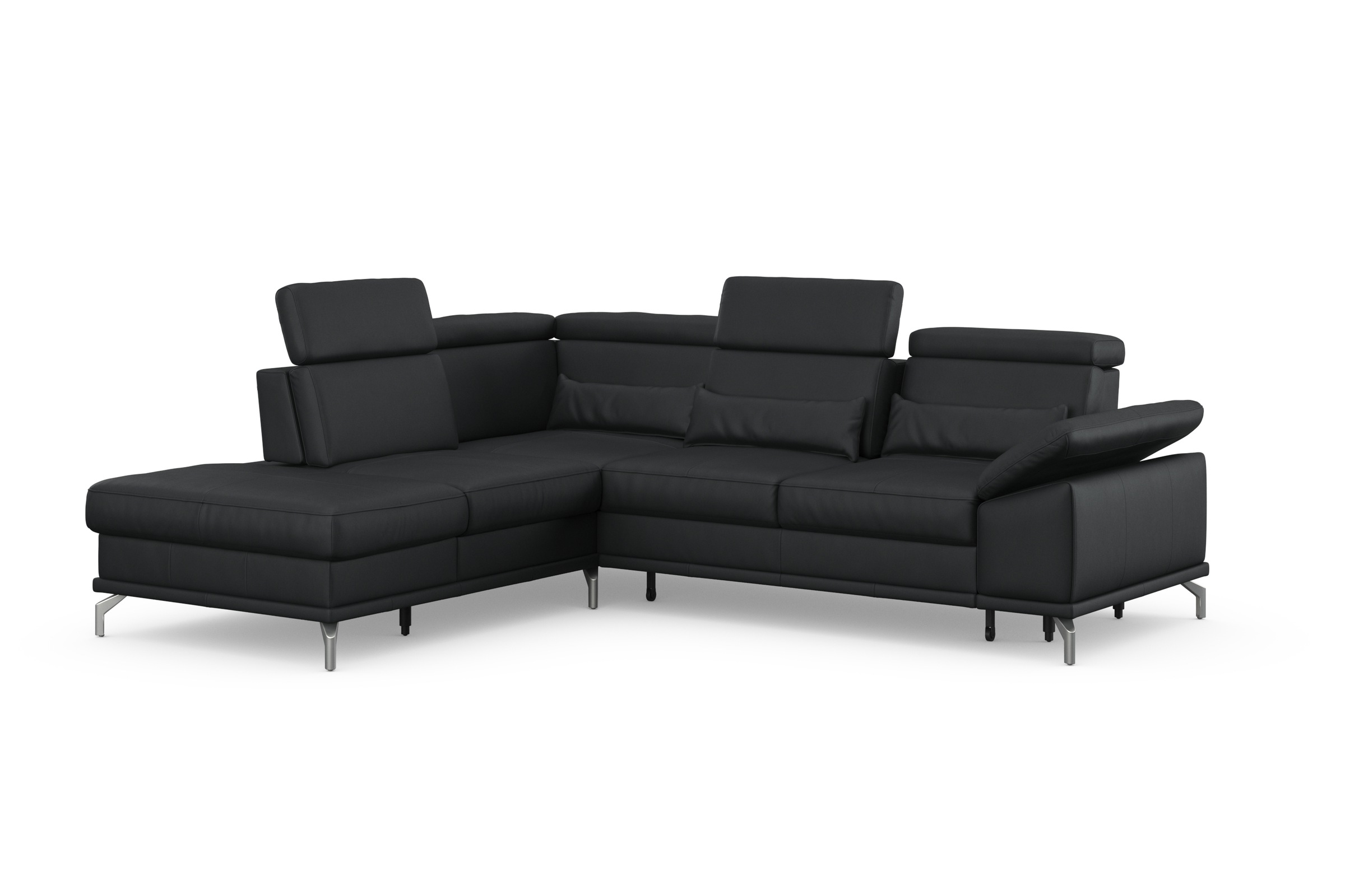 sit&more Ecksofa »Cabrio L-Form, mit Sitztiefenverstellung, Arm- und Kopfteilverstellung«, 3 Nierenkissen, Federkern, optional Bettfunktion und Stauraum