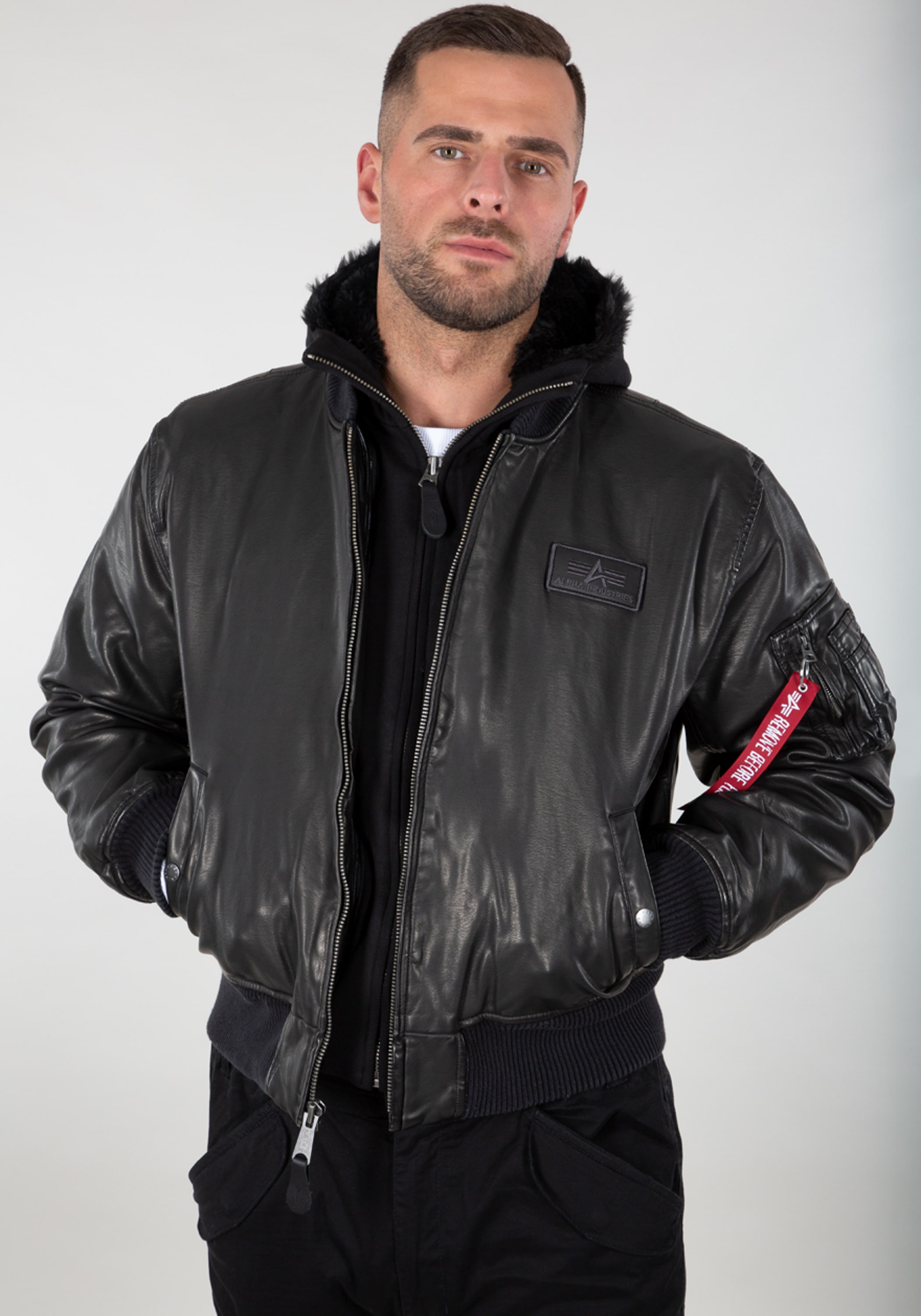 Alpha Industries Lederjacke »Alpha Industries Men - Bomber Jackets MA-1 D-Tec Faux Lether«