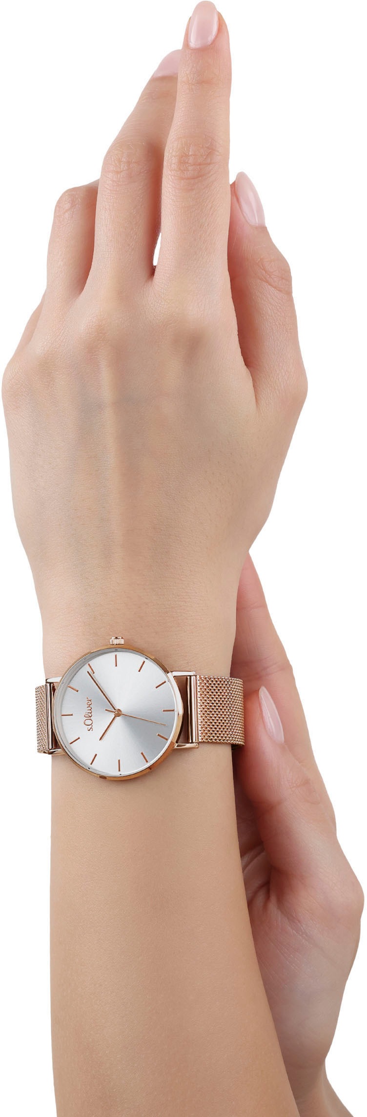 s.Oliver Quarzuhr, Armbanduhr, Damenuhr, analog, Edelstahlarmband