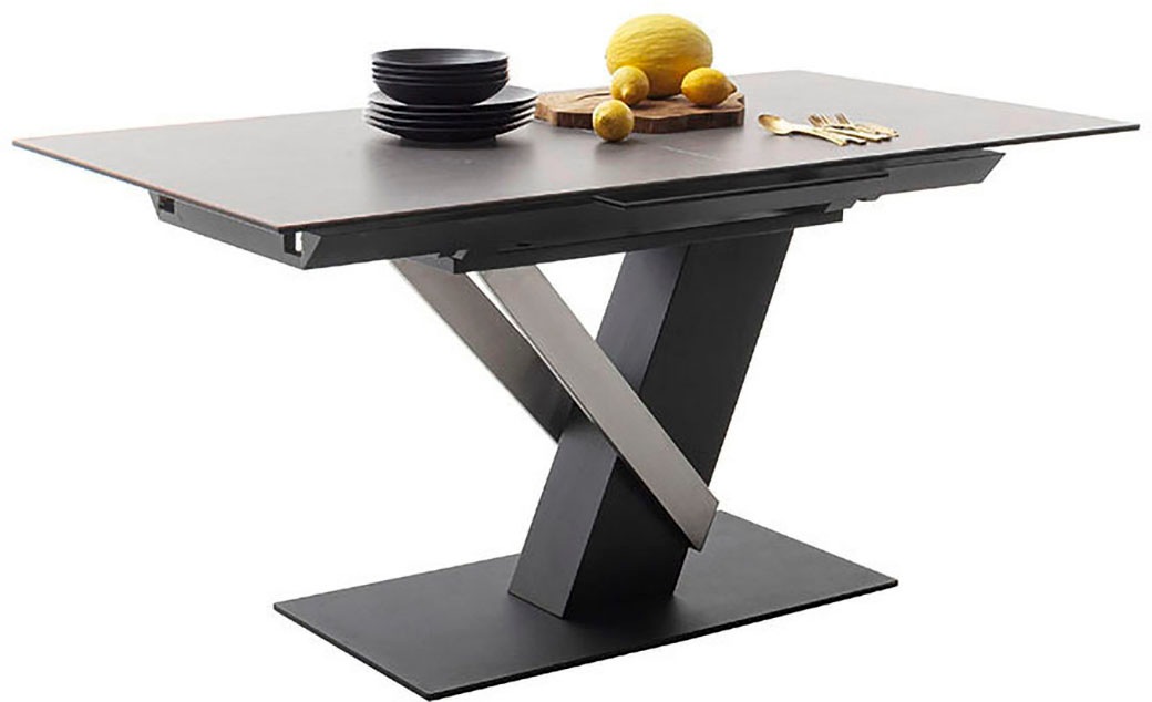 MCA furniture Esstisch »MASSARO Tisch mit Säule 160-210 cm«, (Einzelstück), Keramik, Metall, Synchronauszug, ausziehbar, 6-8 Pers.