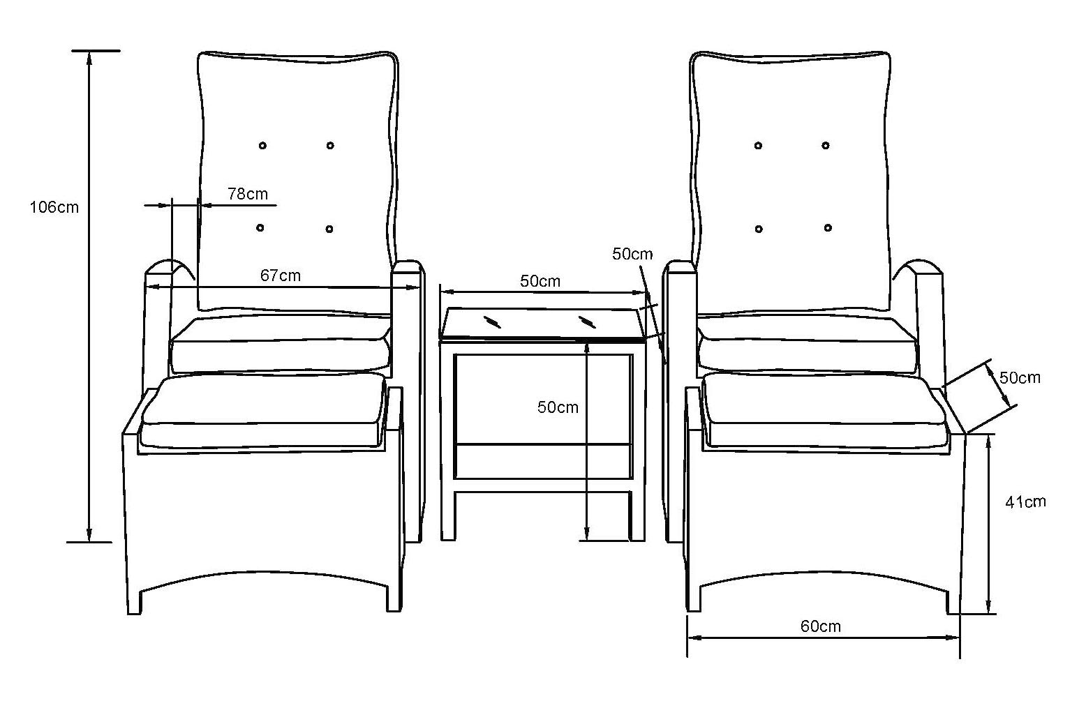 KONIFERA Balkonset »Monaco«, (Set, 11 tlg., 2x Sessel, 2x Hocker, 1x Tisch 49x49 cm, inkl. Auflagen, Aluminium), Polyrattan, Rückenlehnen stufenlos verstellbar