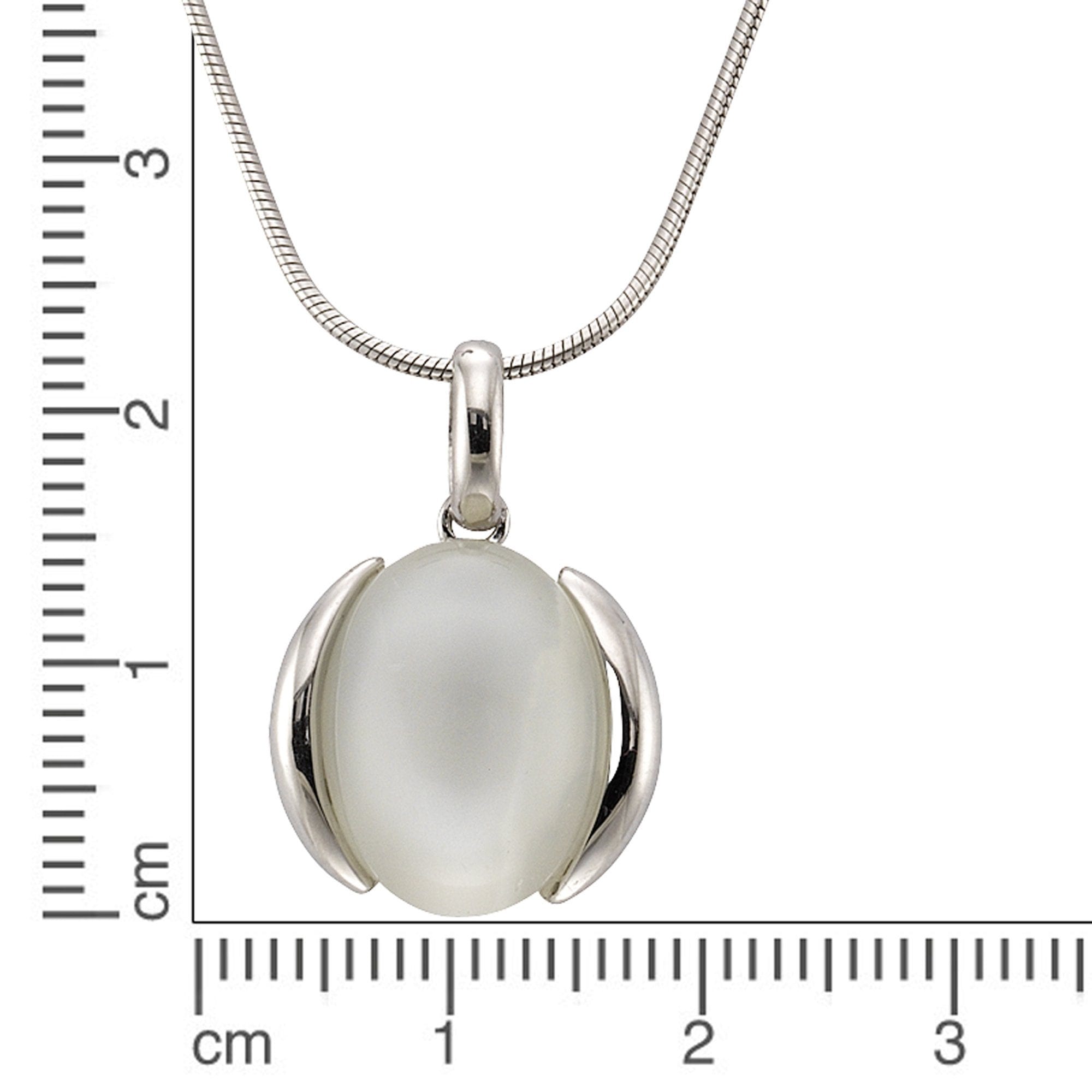 Zeeme Kette mit Anhänger »Silber 925 rhodiniert mit echtem Mondstein 16x12mm«