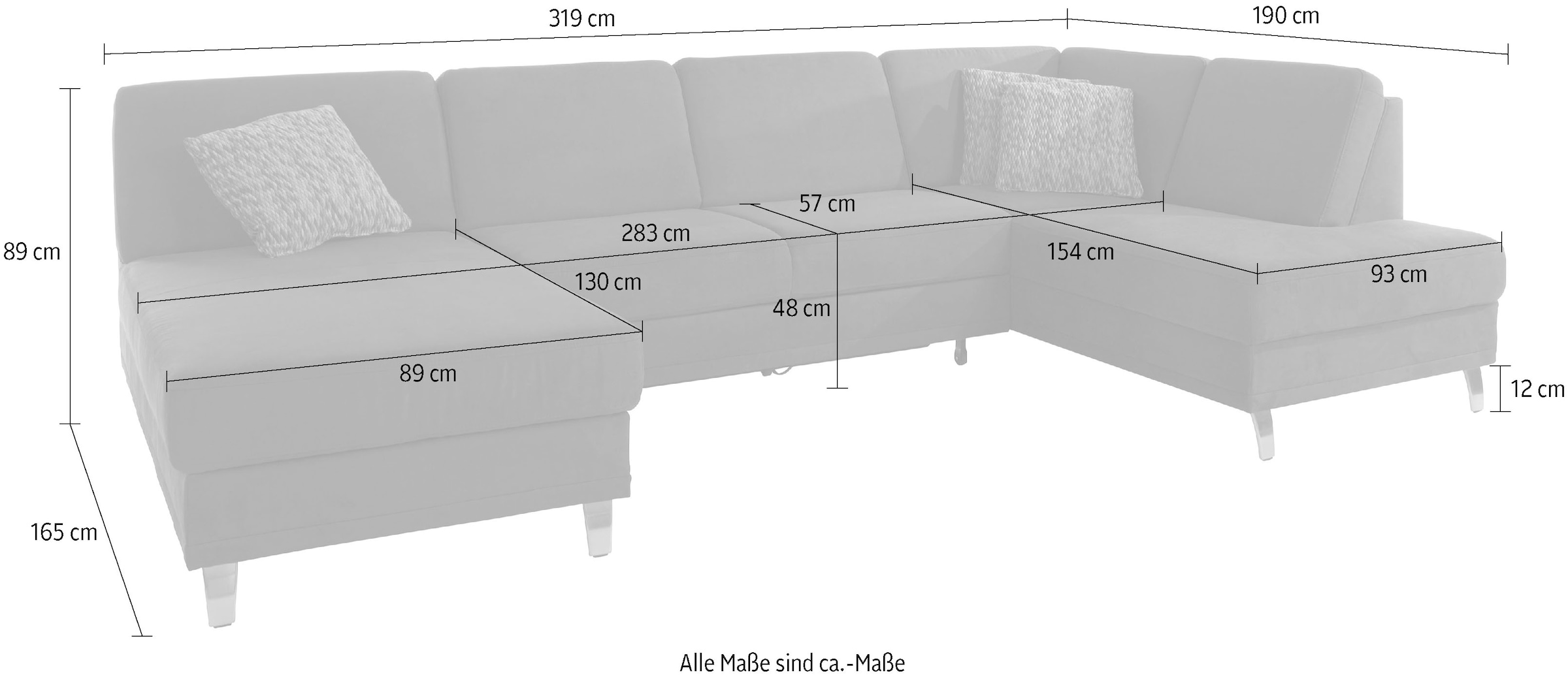 sit&more Wohnlandschaft »Clio U-Form« wahlweise mit Bettfunktion und Bettkasten, inklusive Federkern