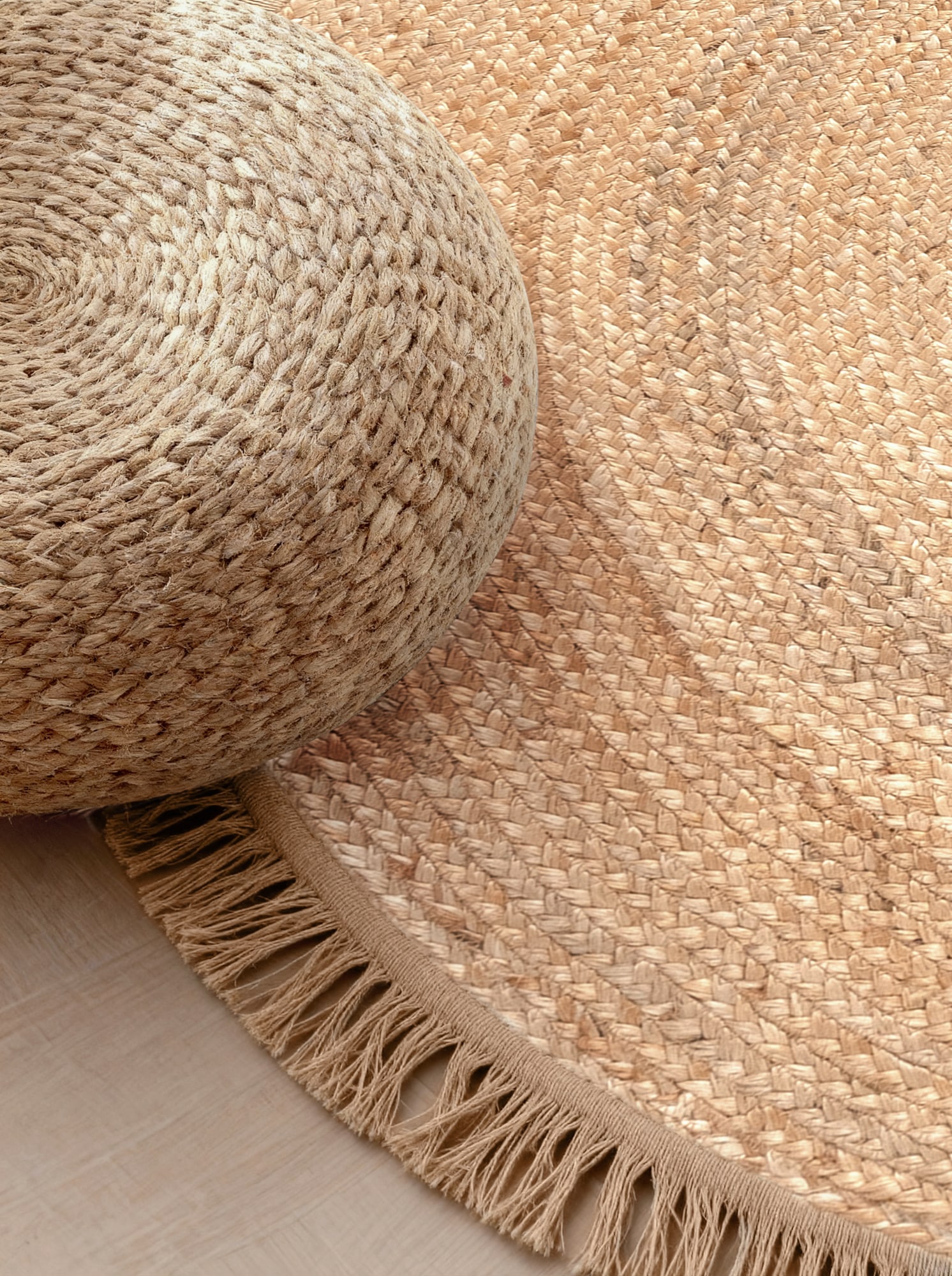 HANSE Home Teppich »Nuru« rund 7 mm Höhe Jute, Handgemacht, Rund, Fransen, Wohnzimmerteppich, Naturteppich