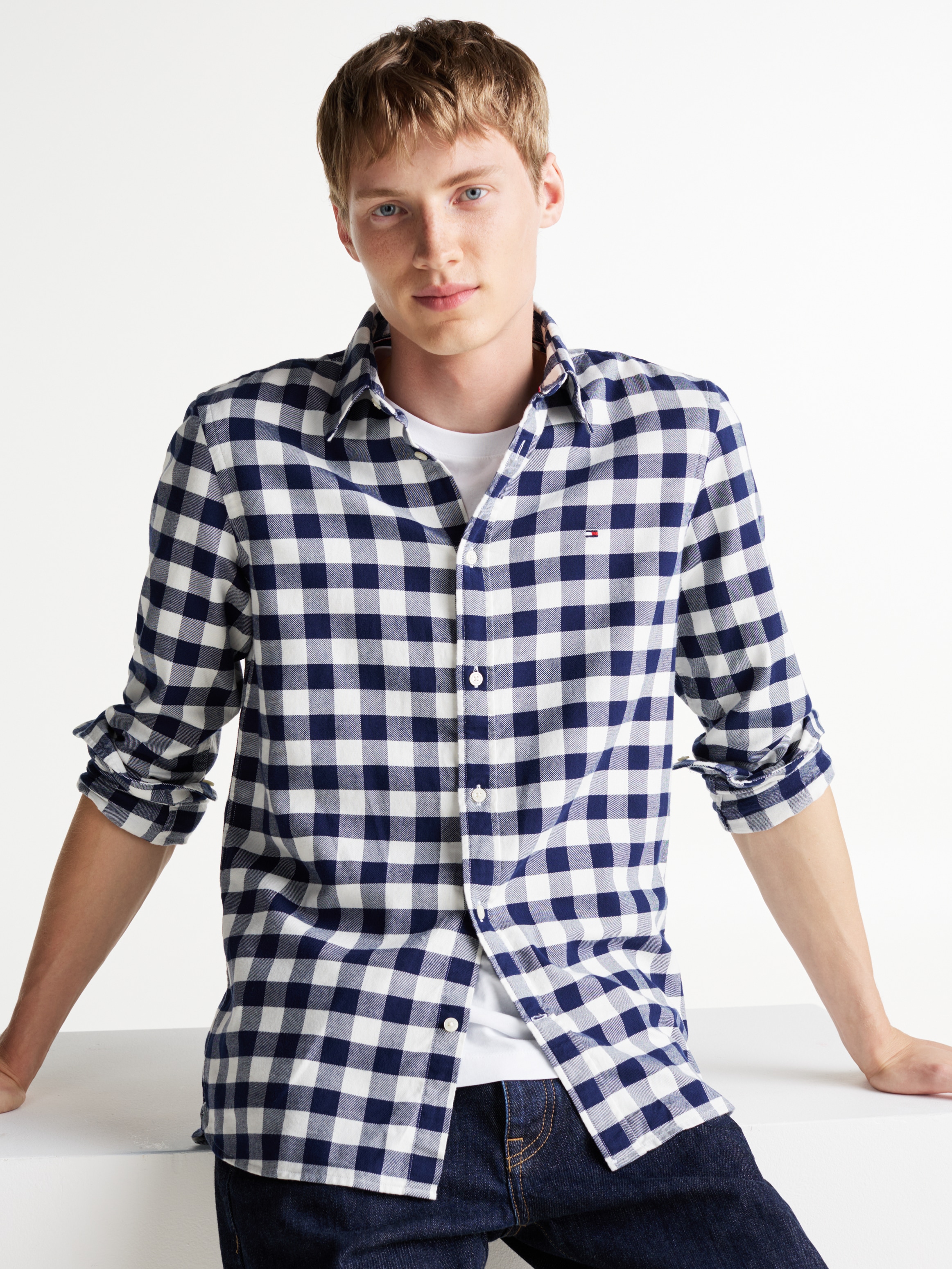 Tommy Hilfiger Langarmhemd »BRUSHED GINGHAM Slim Fit SHIRT« modisch kariert