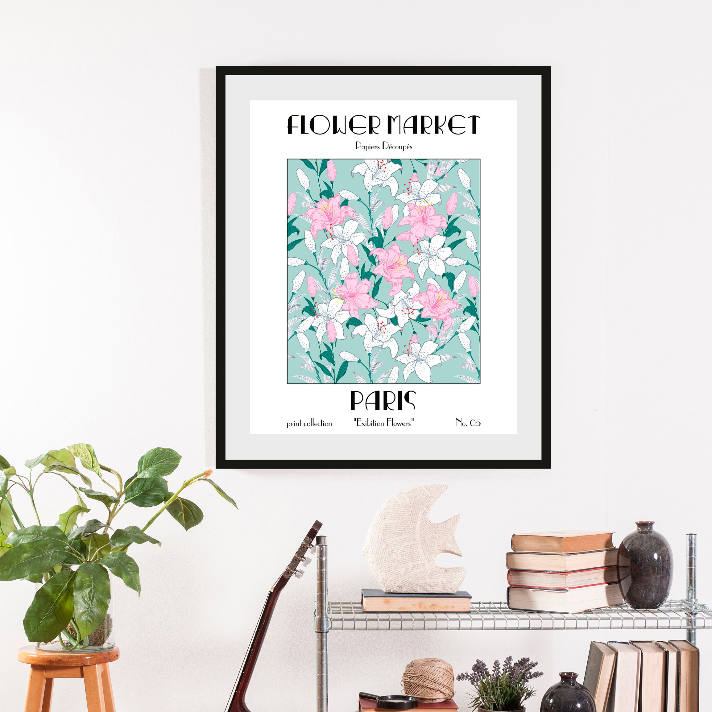 queence Bild »Flowermarket«, (1 St.), HD Premium Poster-Druck inkl. Holzrah günstig online kaufen
