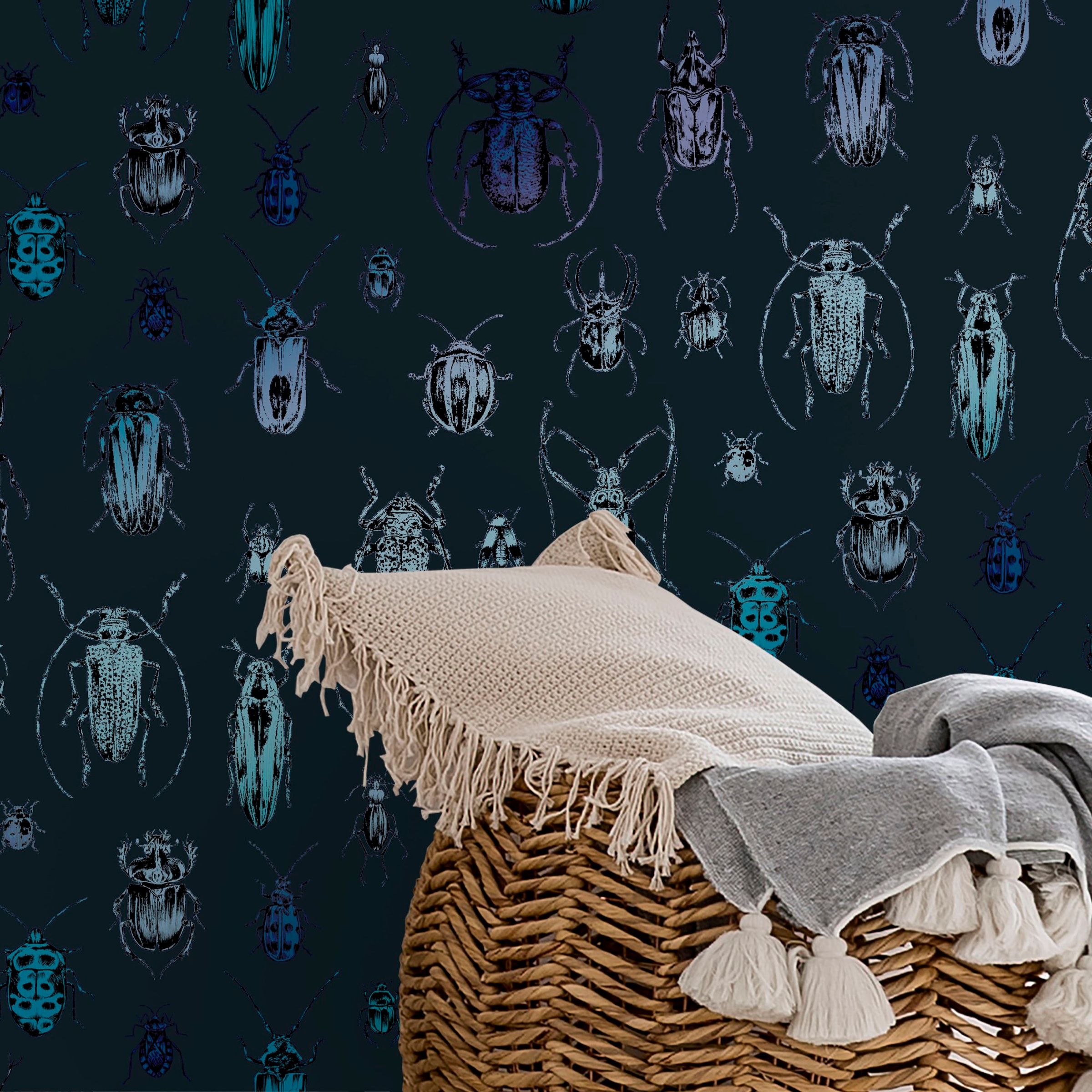 Superfresco Easy Vliestapete »Superfresco Easy Vliestapete Bugs Blau« animal print glatt Superfresco Easy Vliestapete Bugs Blau