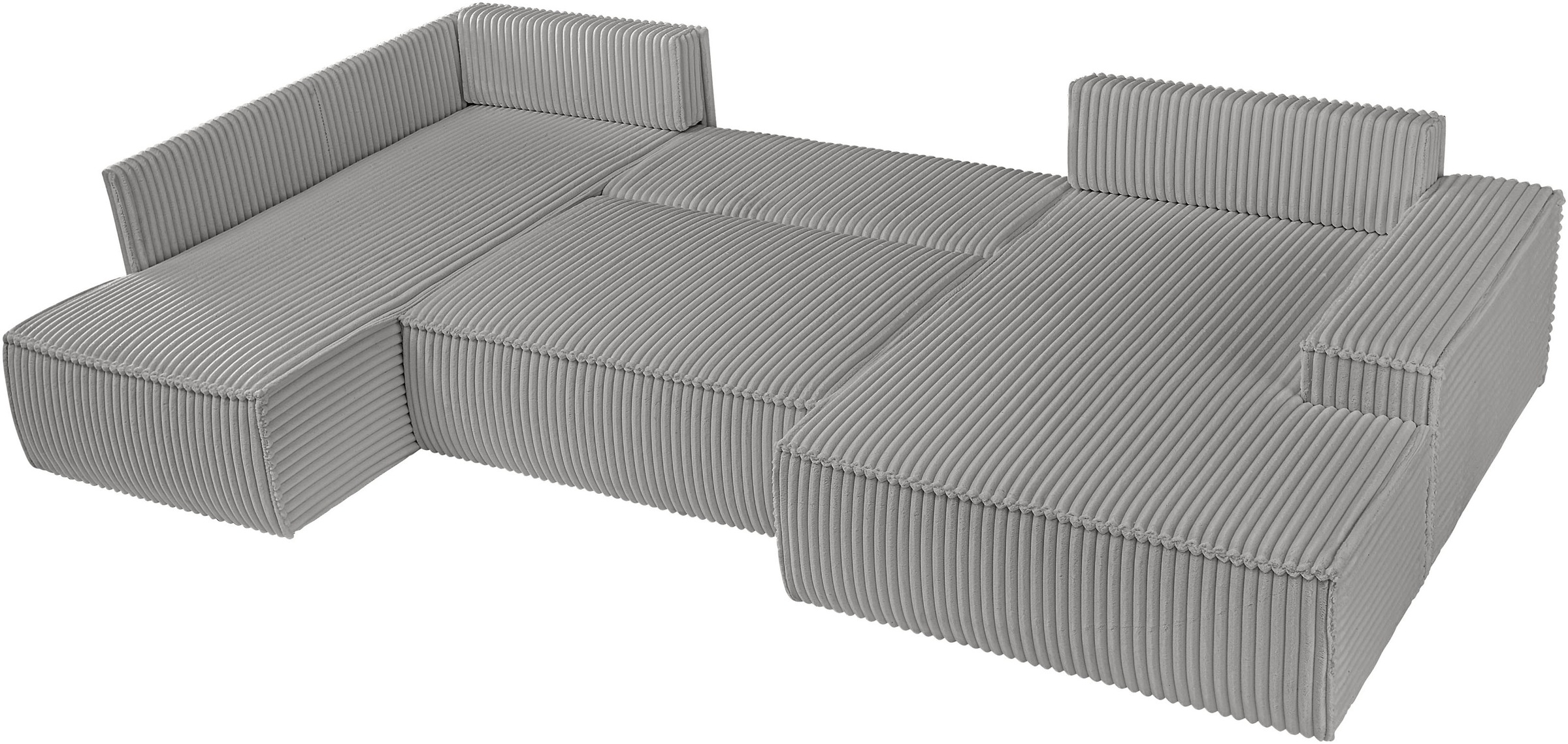 andas Wohnlandschaft »FINNLEY U-Form XXL 329 cm, Schlafsofa, Schlaffunktion m. Bettkasten«, (194/139 cm), Bouclé, Struktur und Cord