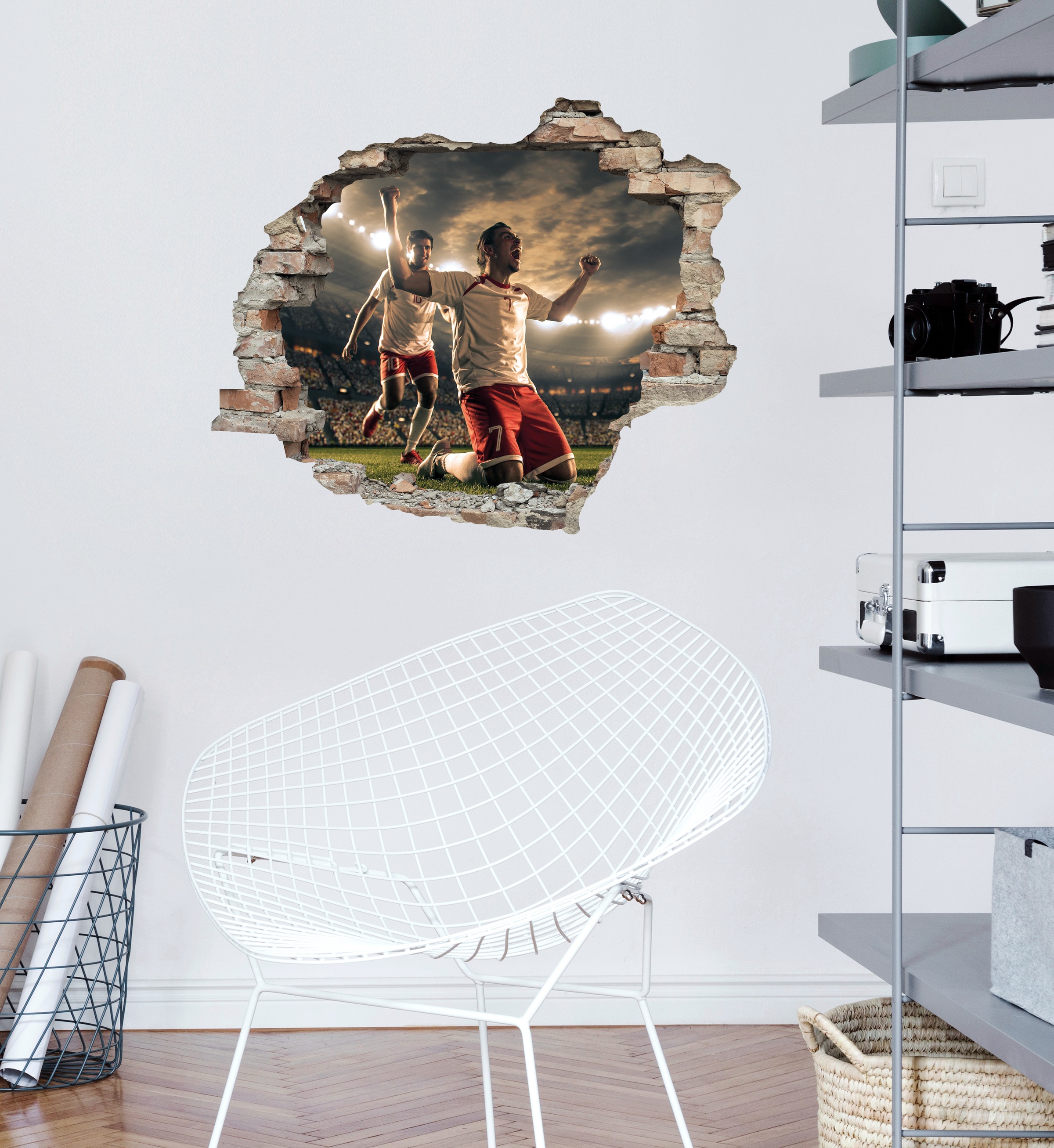 queence Wandtattoo »Fußball Jubel«, (1 St.), Wandsticker, Wandbild, selbstklebend, 3D, Wanddurchbruch