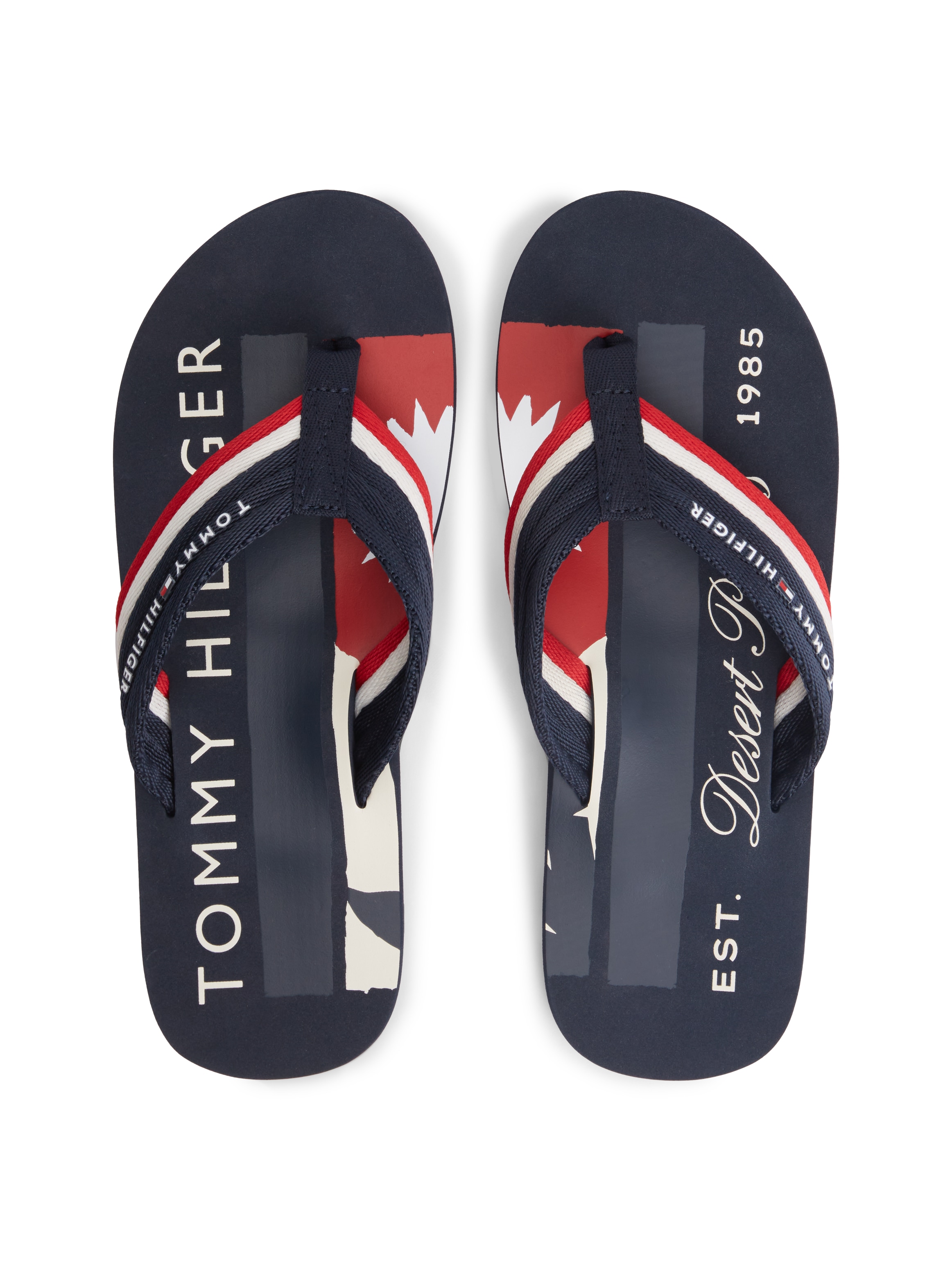 Tommy Hilfiger Zehentrenner »PATCH HILFIGER BEACH SANDAL«  Sommerschuh, Strandschuh mit gestreifter Bandage